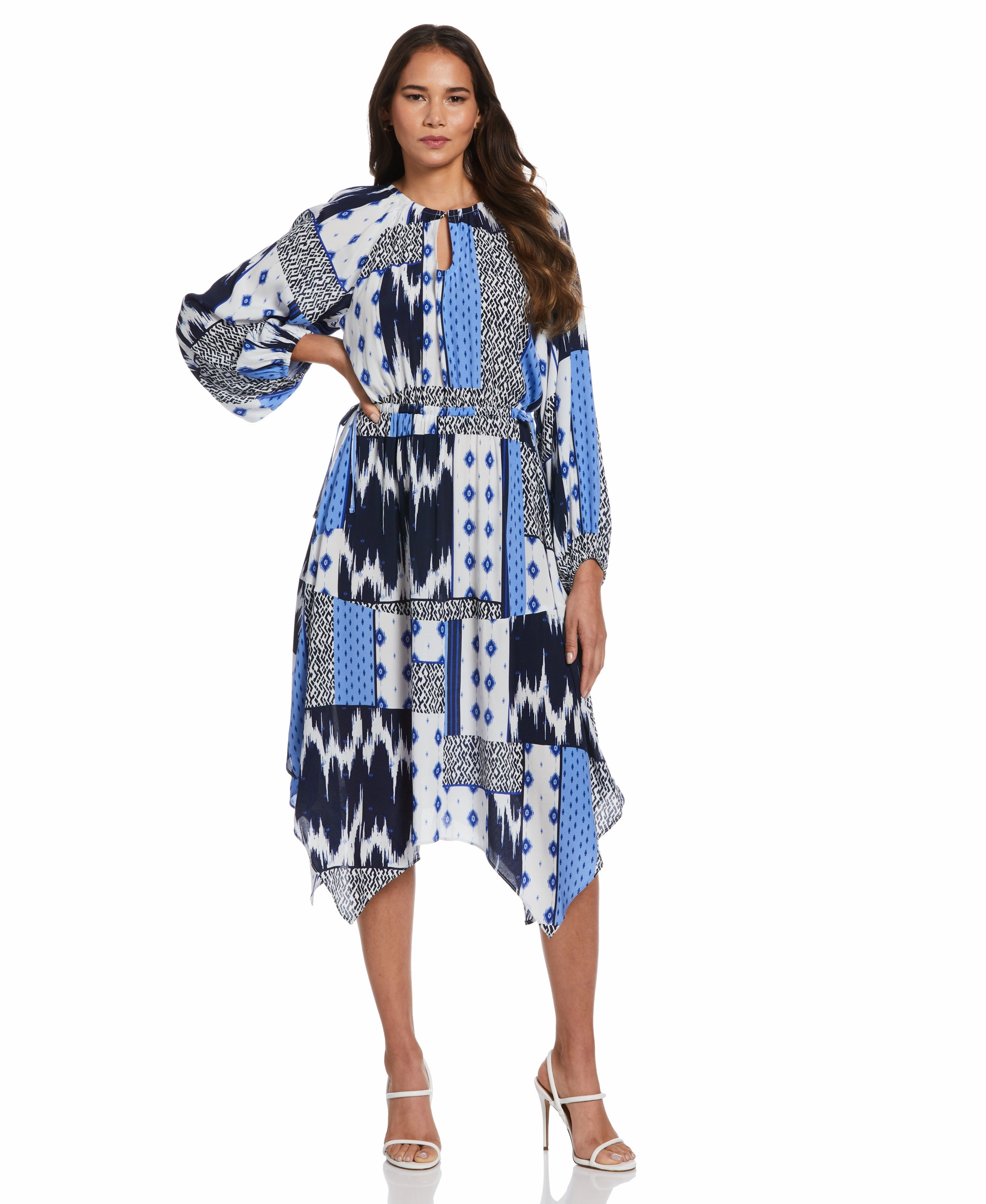Light Comfort Batik Print Raglan Sleeve Handkerchief Dress