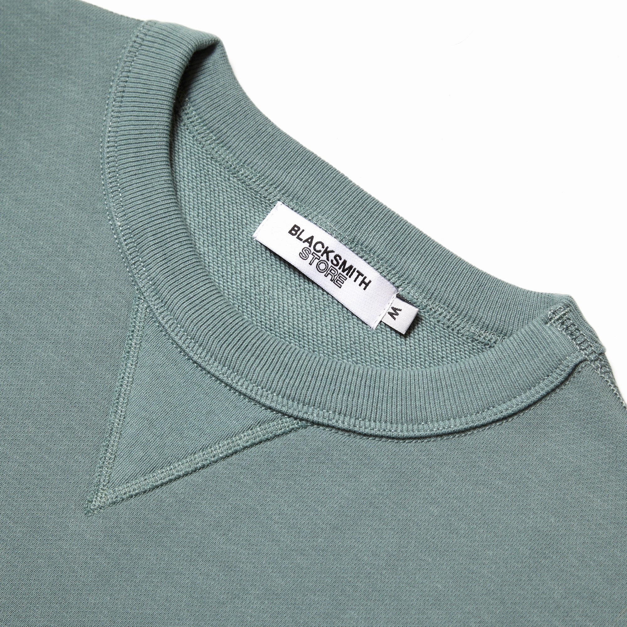 Blacksmith - Loopback Everyday Crewneck - Seafoam Curved Hemline