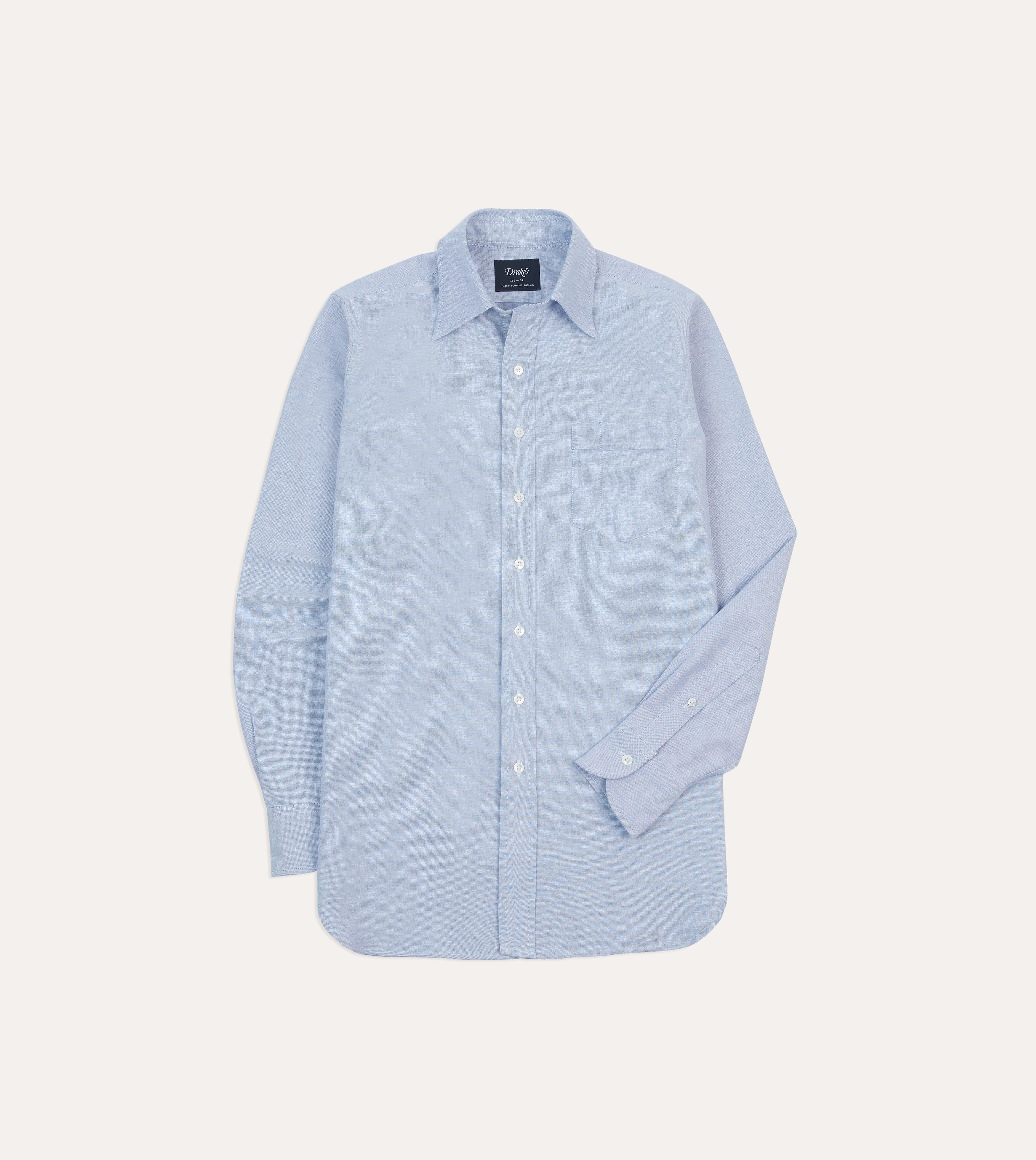 Active Lifestyle Blue Cotton Oxford Cloth Long Point Collar Shirt