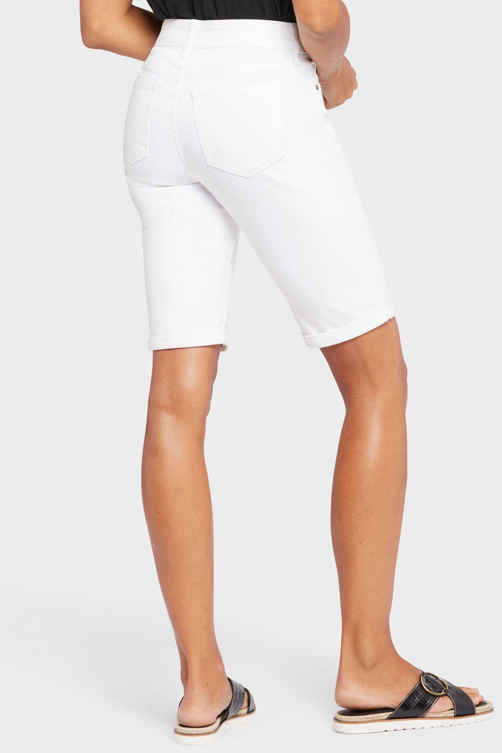 Nylon Material Briella 10 Inch Denim Shorts In Petite - Optic White