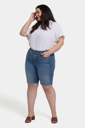 Briella 11 Inch Denim Shorts In Plus Size - Barcelona Breeze easy-care item Hassle free maintenance