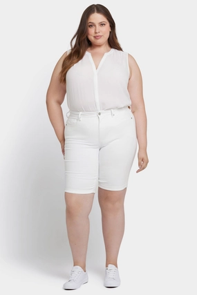 Dynamic Fit Adjustable Drawcord Briella 11 Inch Denim Shorts In Plus Size - Optic White