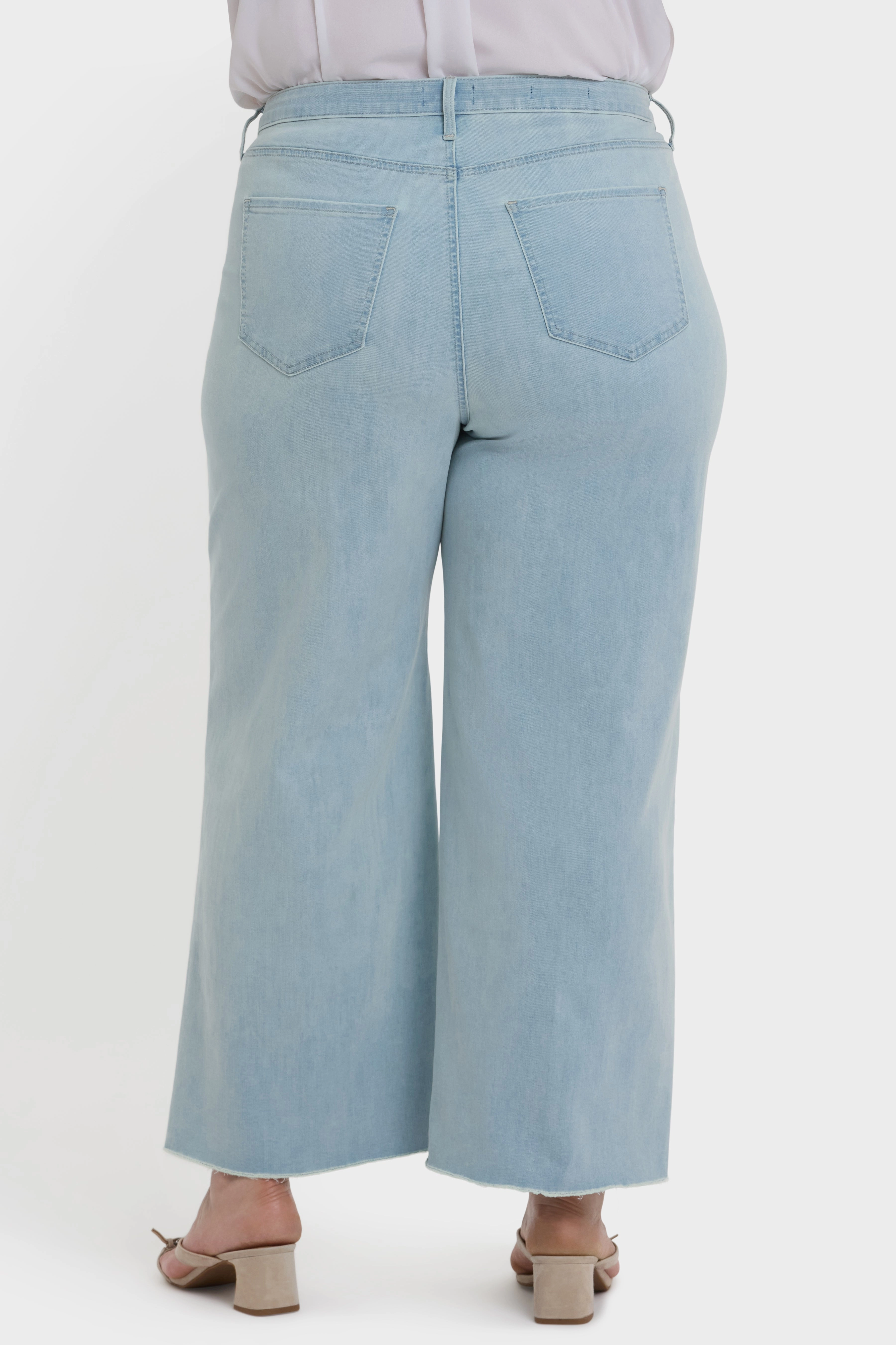 Classic Five Pocket Design Brodi Wide Leg Ankle Jeans In Plus Size - Clear Waters