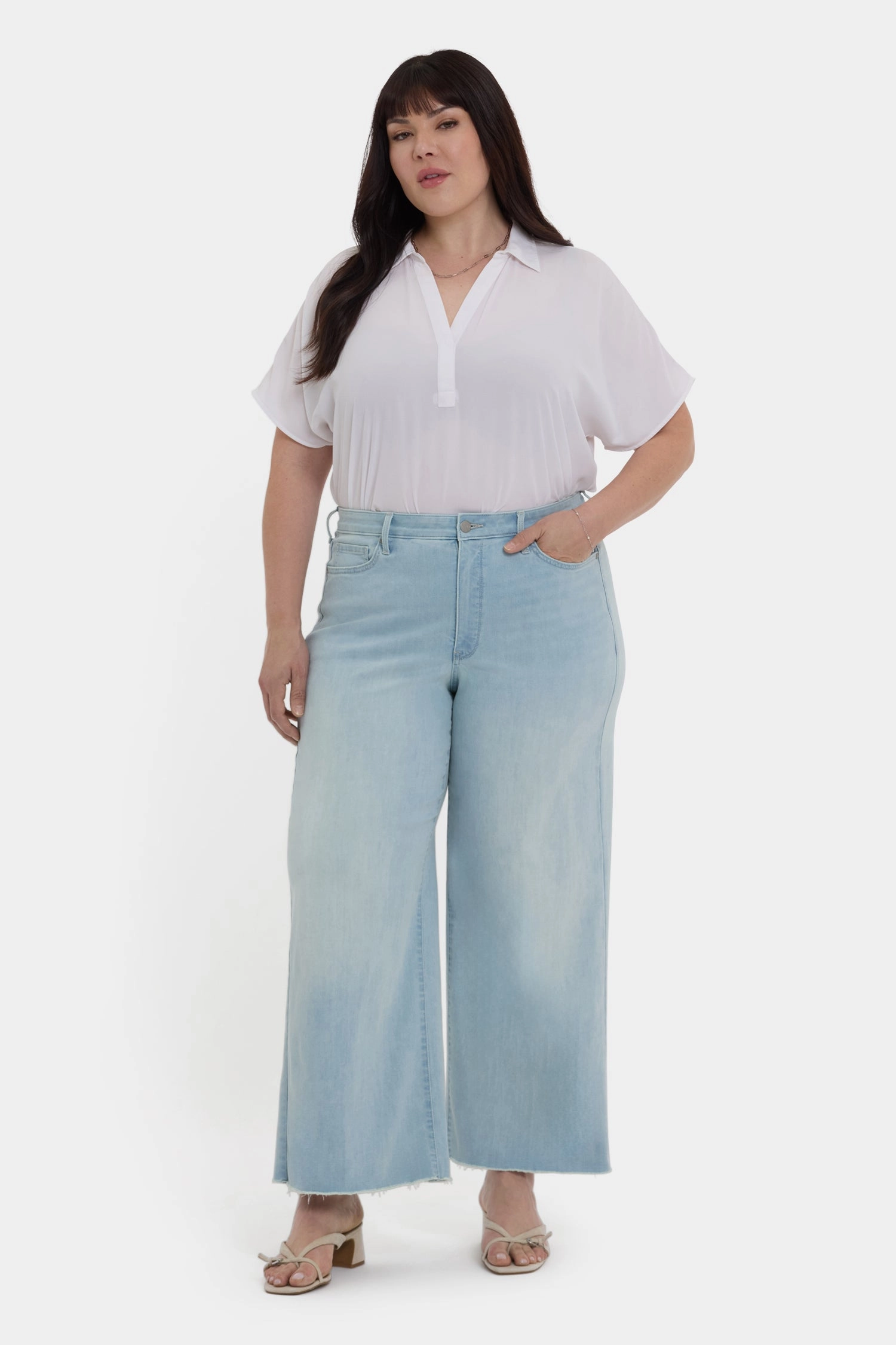 All Round Piece Brodi Wide Leg Ankle Jeans In Plus Size - Clear Waters