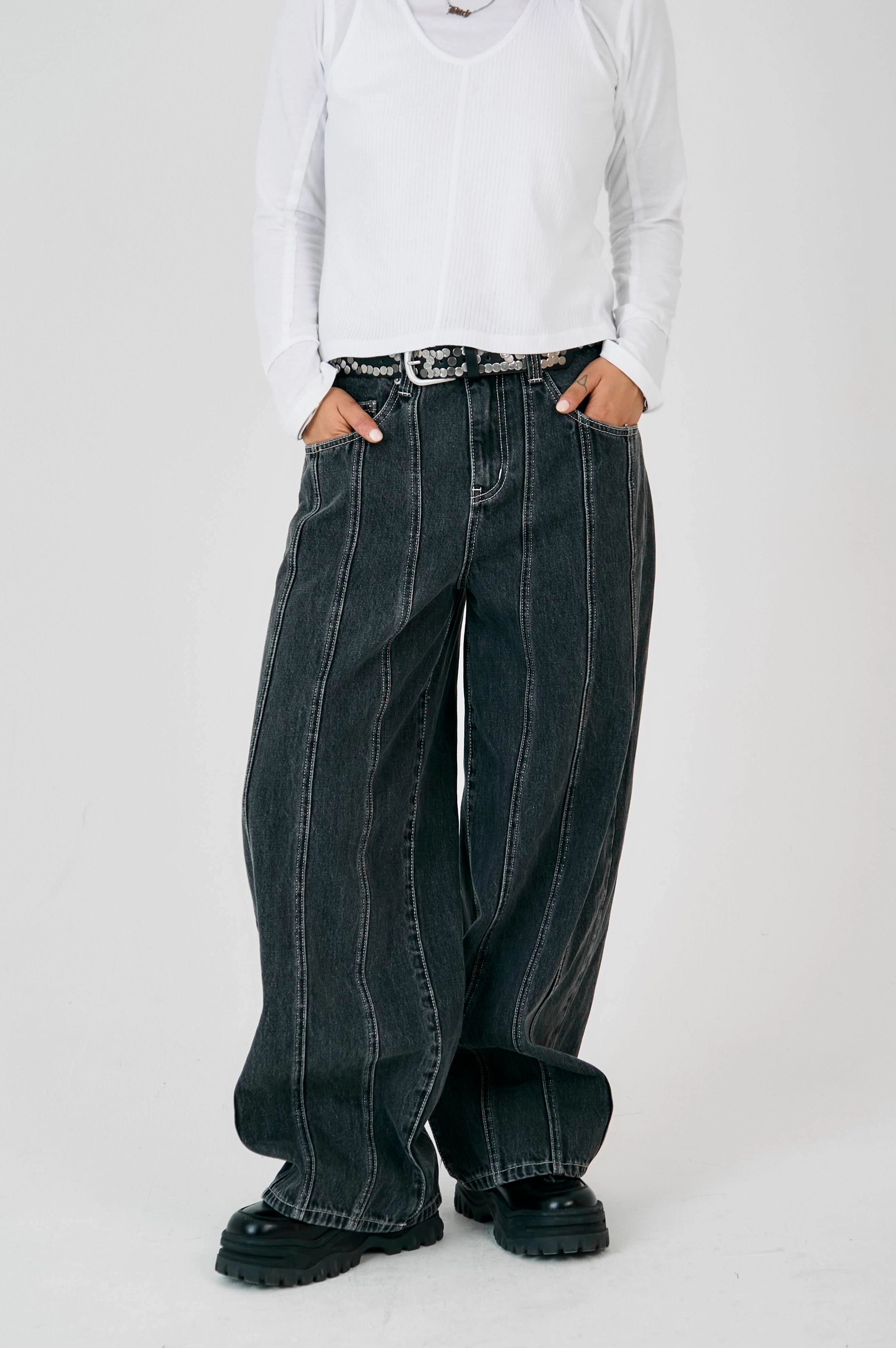 Grey Rinse Panel Seam Jeans Core Item