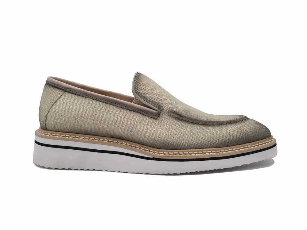 Burnished Linen Loafer Polished Profile Clean Lane