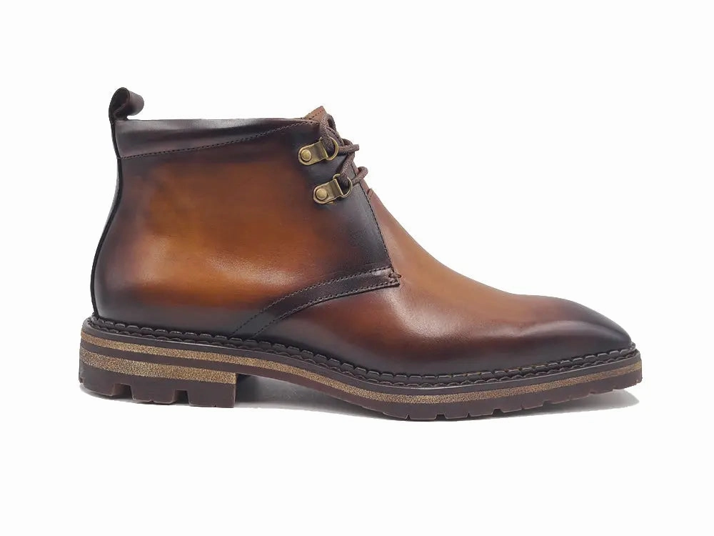 Calfskin Chukka Boot with Lug Sole Seamless Comfort Rough Terrain