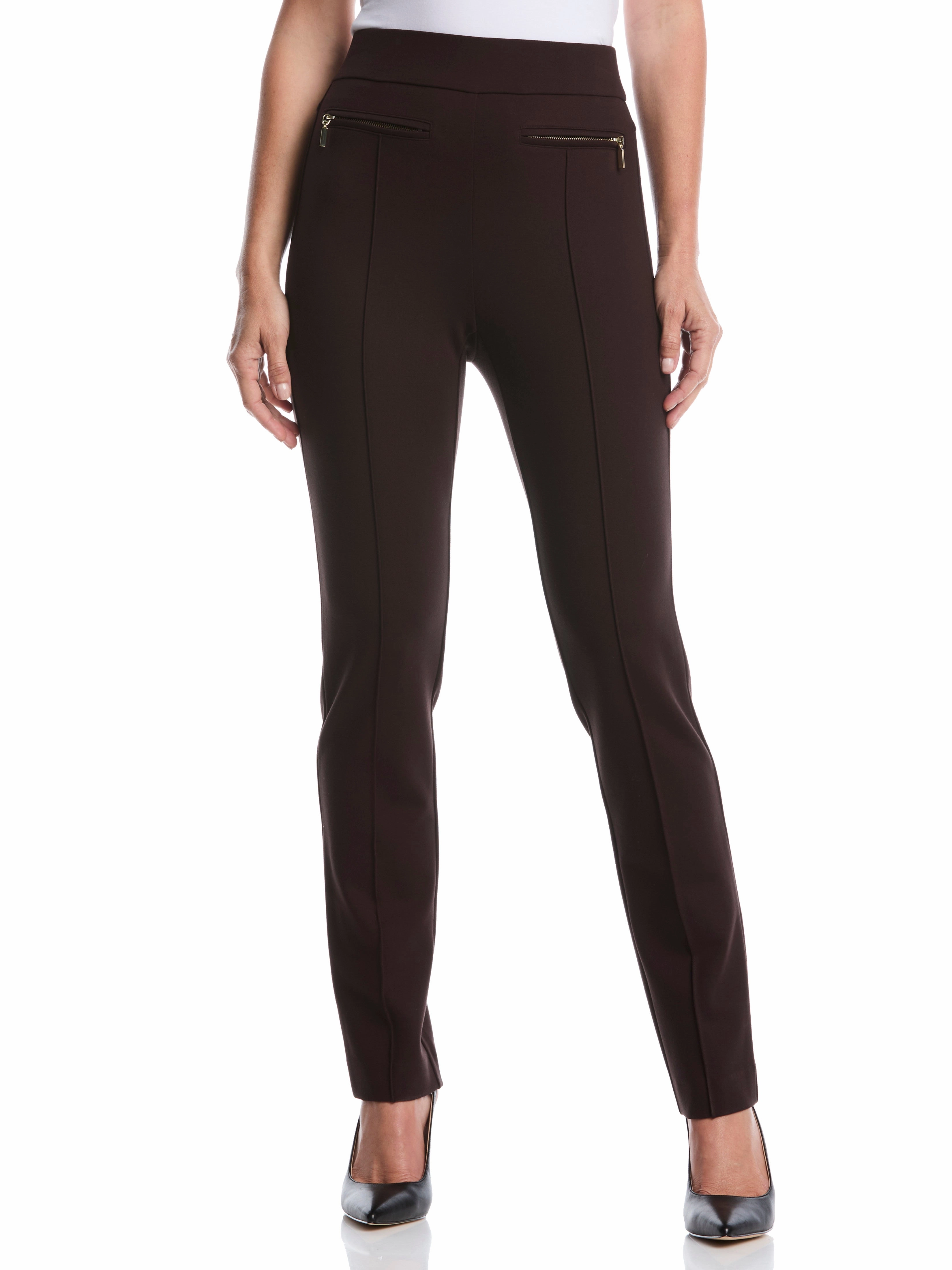 Ponte Slim Leg Pant - Comfort Fit Odor Resistant Fabric Breathable Open Weave