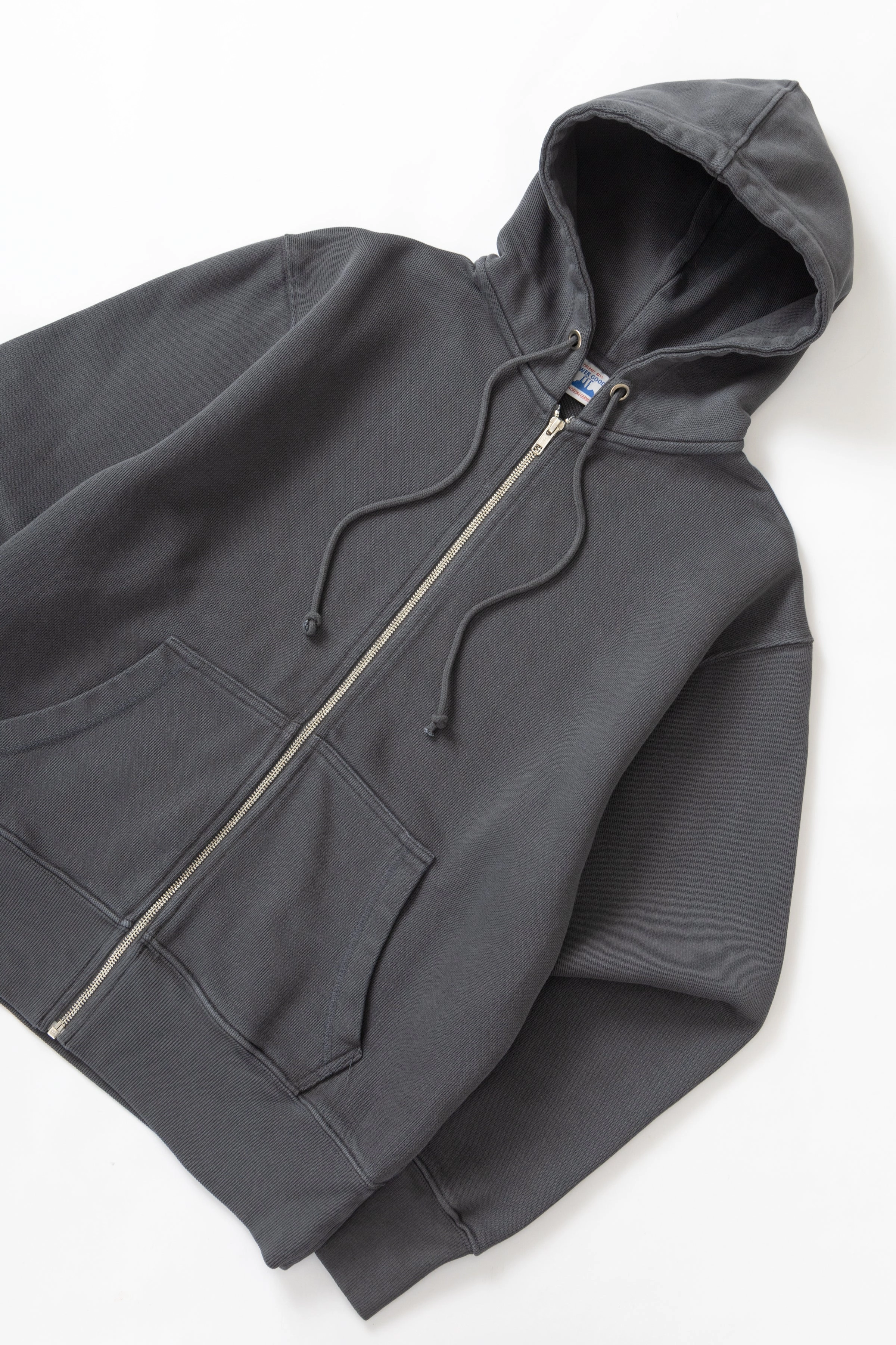 Power Goods - Loopback Zip Hoodie - Washed Black Cozy Fabric Sleek Design