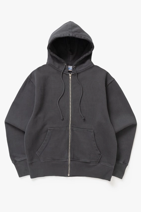 Comfy Layered Wear Power Goods - Loopback Zip Hoodie - Washed Black