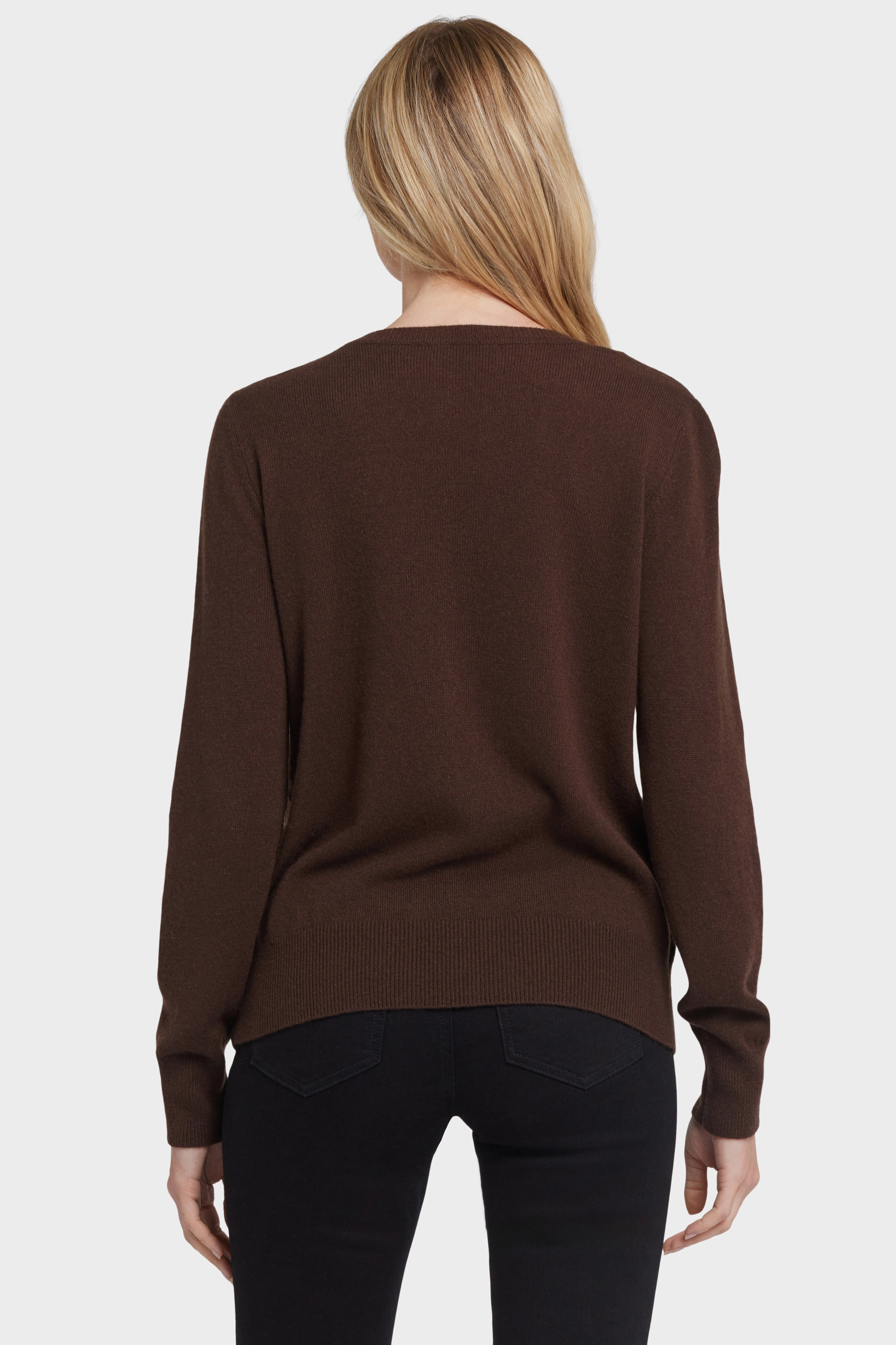 Cashmere Classic V-Neck Sweater - Brown Reversible design Essential Comfort