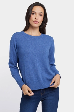 Slim Stretch Light Stretch Cashmere Essential Crewneck Sweater - Heather Blue