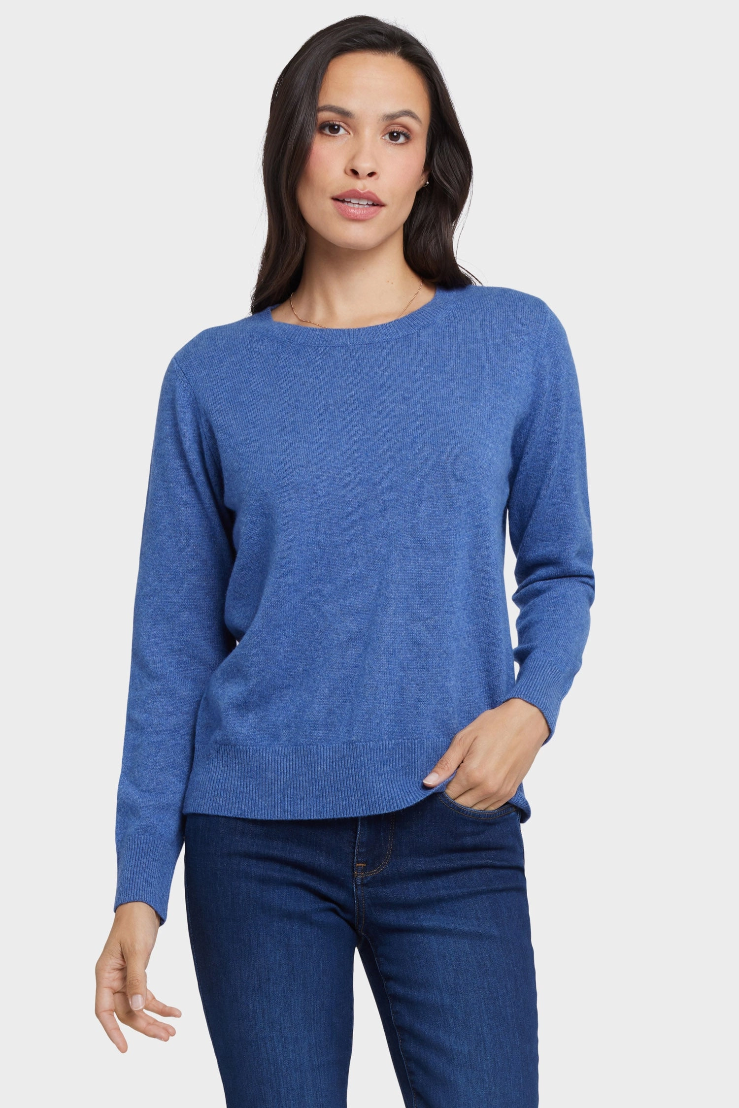 Cashmere Essential Crewneck Sweater - Heather Blue Sophisticated Comfort