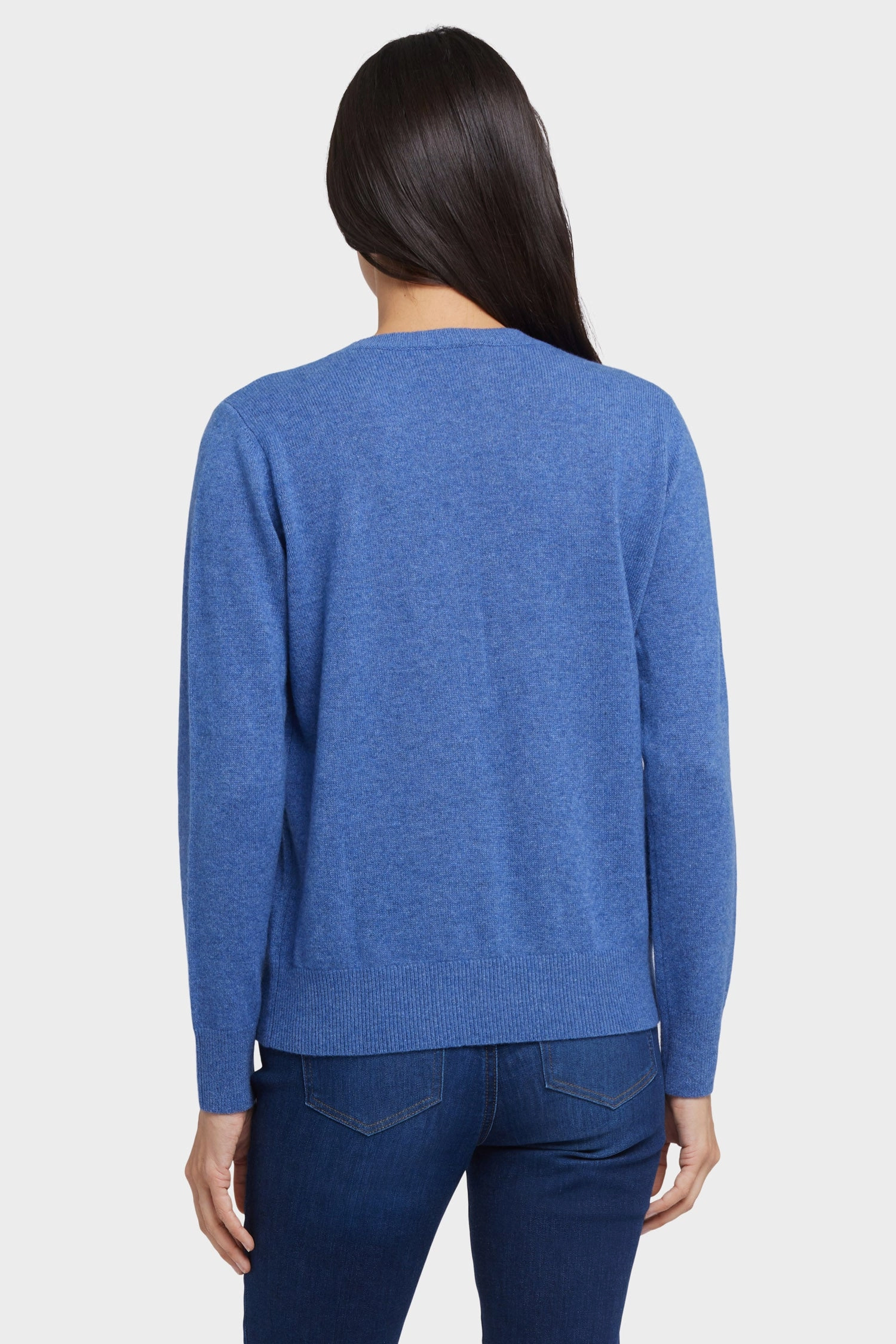 Cashmere Essential Crewneck Sweater - Heather Blue Warm And Comfortable