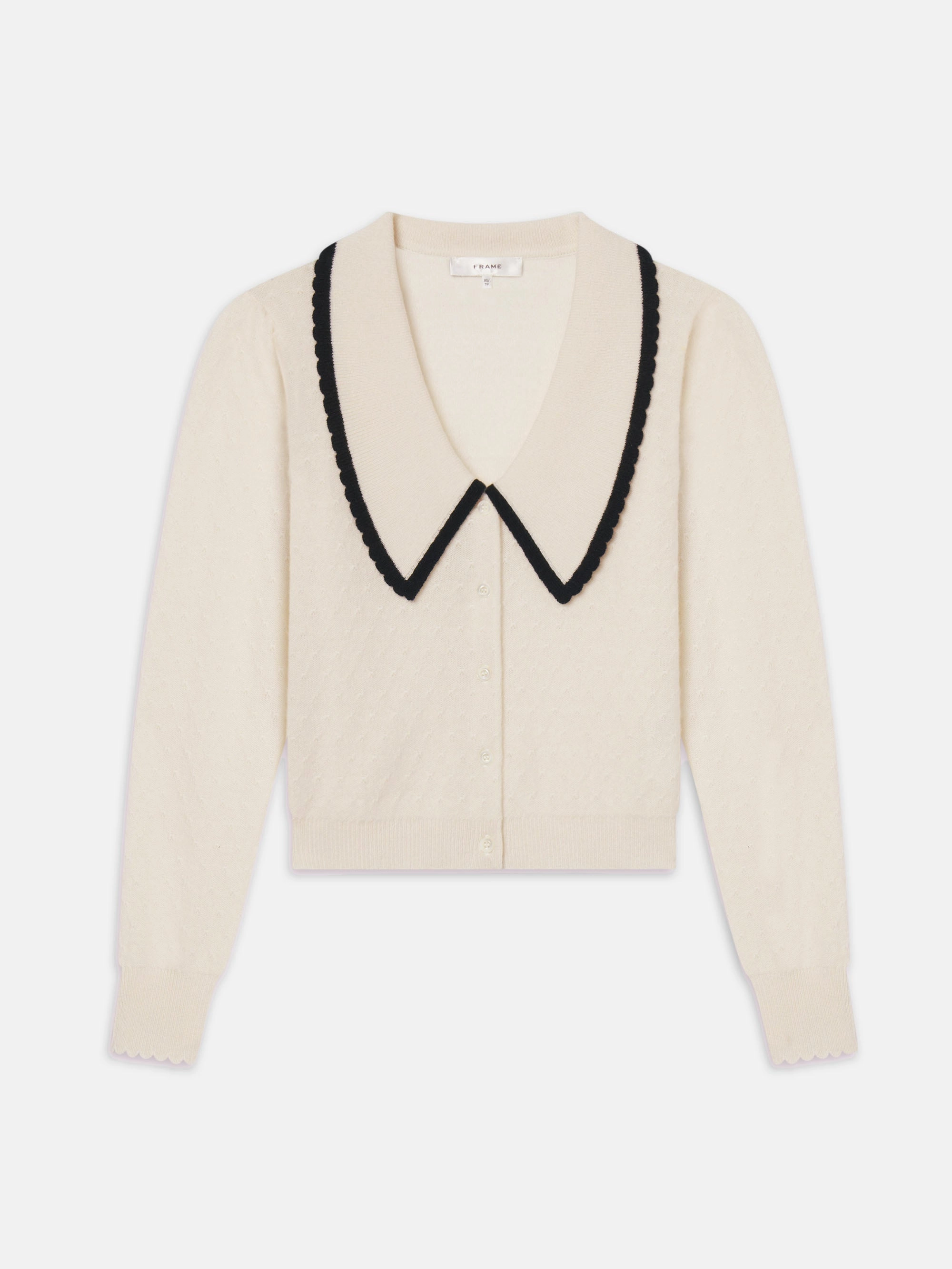 All-Season Fit Layered Neckline Cashmere Sailor Sweater -- Cream Multi
