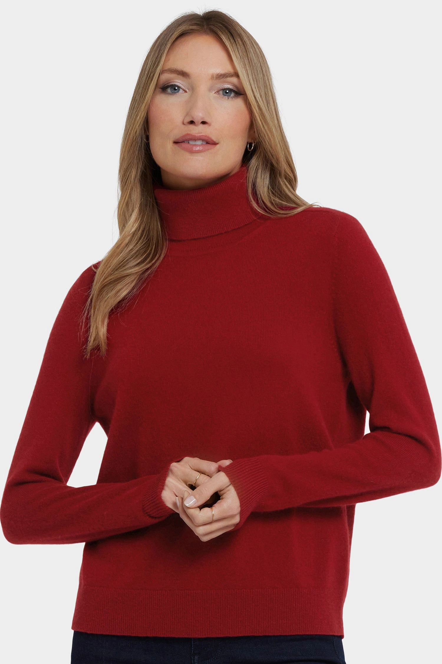 Cashmere Turtleneck Sweater - Red Timeless Cozy Lightweight Style