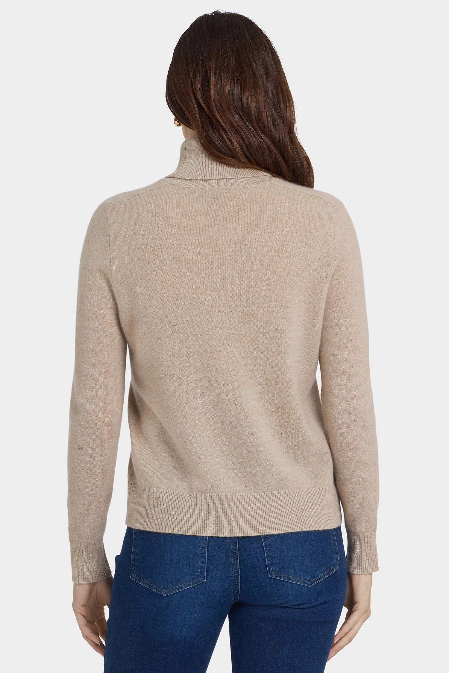 Cashmere Turtleneck Sweater - Taupe Sleek Stretch Fit Soft Knit Layer