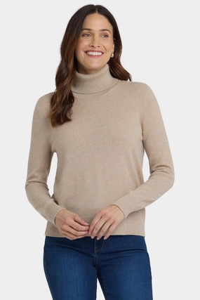 Cashmere Turtleneck Sweater - Taupe Non Restrictive Armhole Lightweight Style