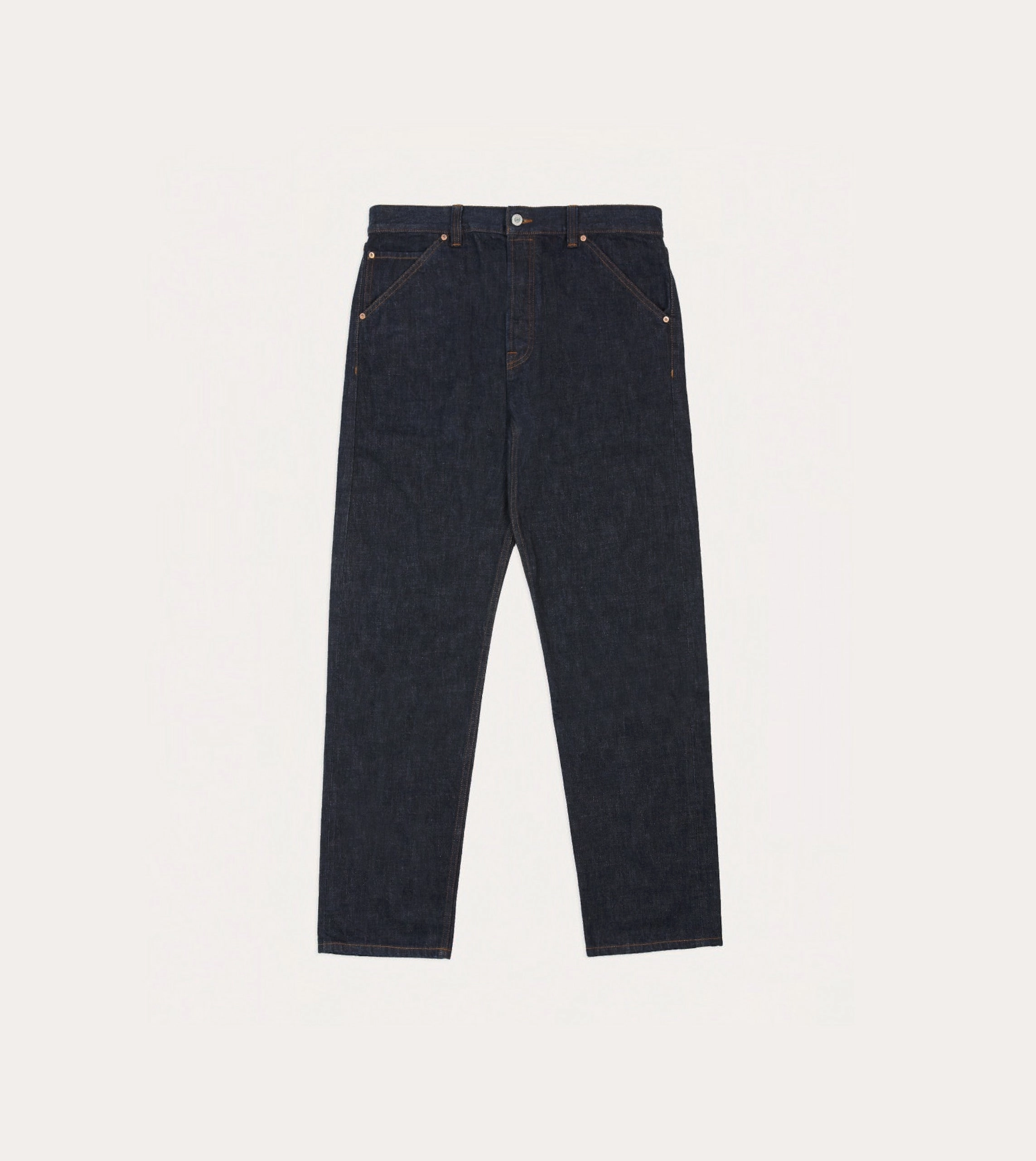 Indigo Rinse 14.2oz Japanese Selvedge Denim Five-Pocket Jeans Flowy legs