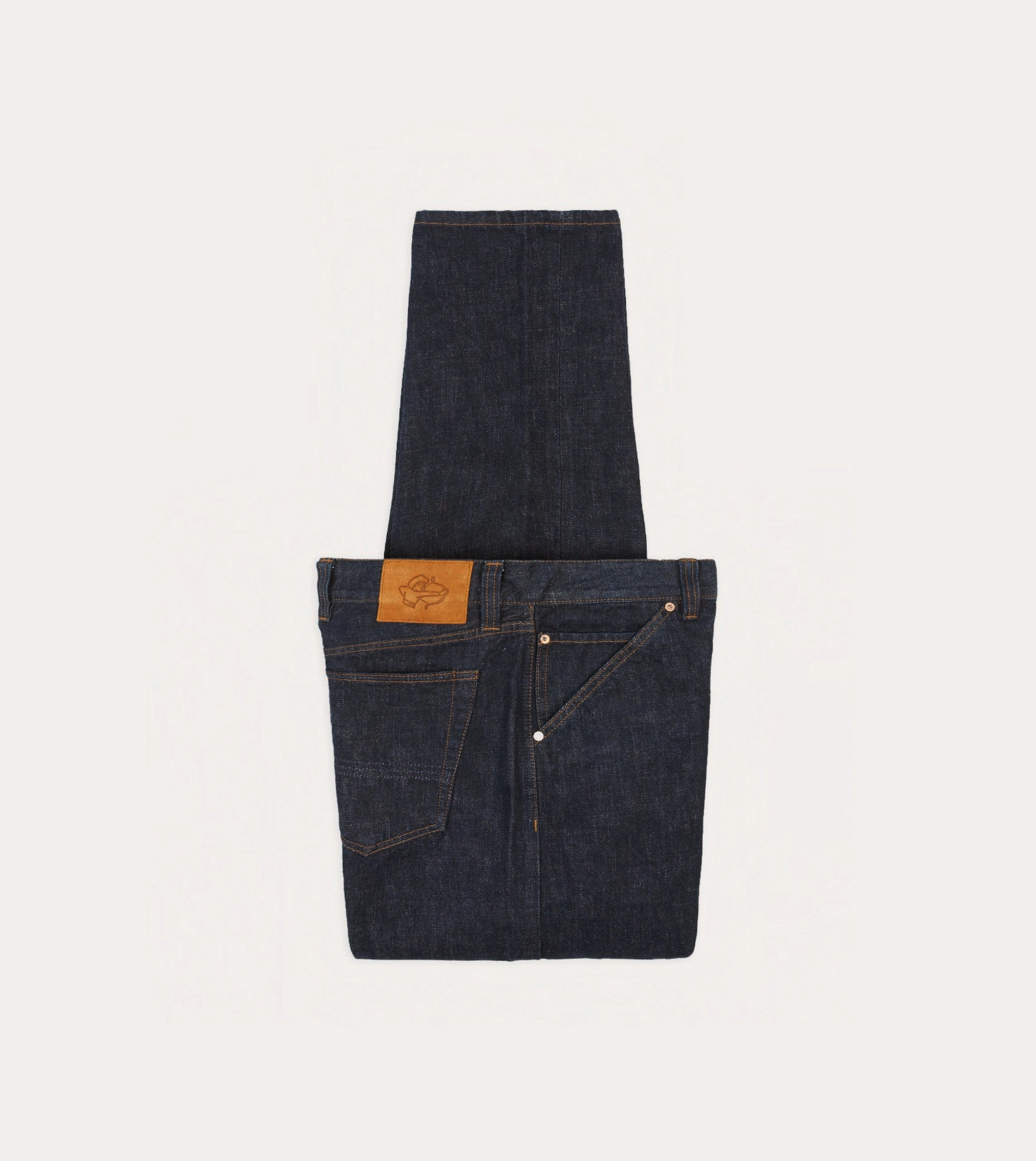 Light Coverage Relaxed Vibe Indigo Rinse 14.2oz Japanese Selvedge Denim Five-Pocket Jeans
