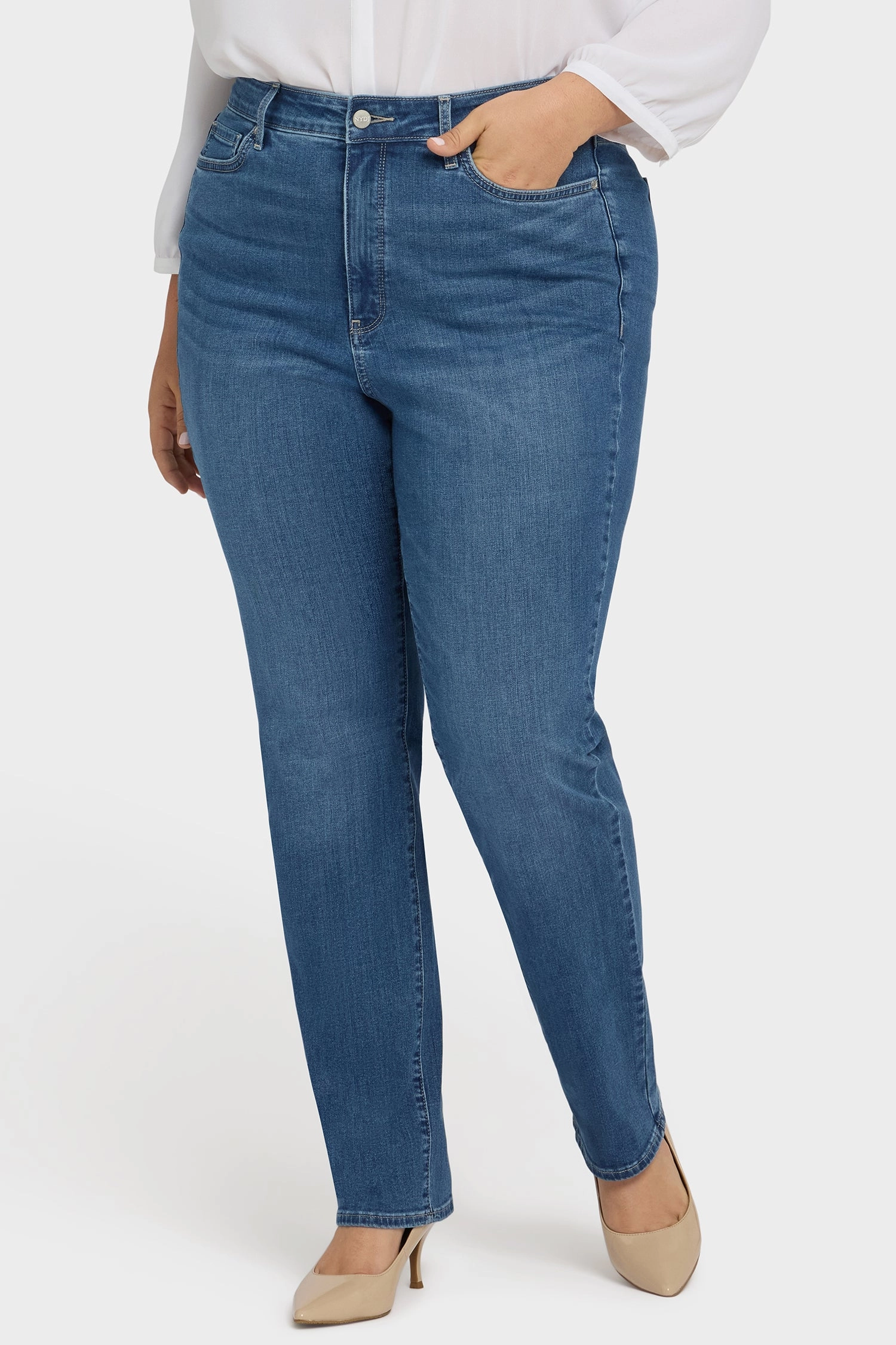 Subtle Detail Abrasion Resistant Surface Marilyn Straight Jeans In Plus Size - Lake Notre-Dame