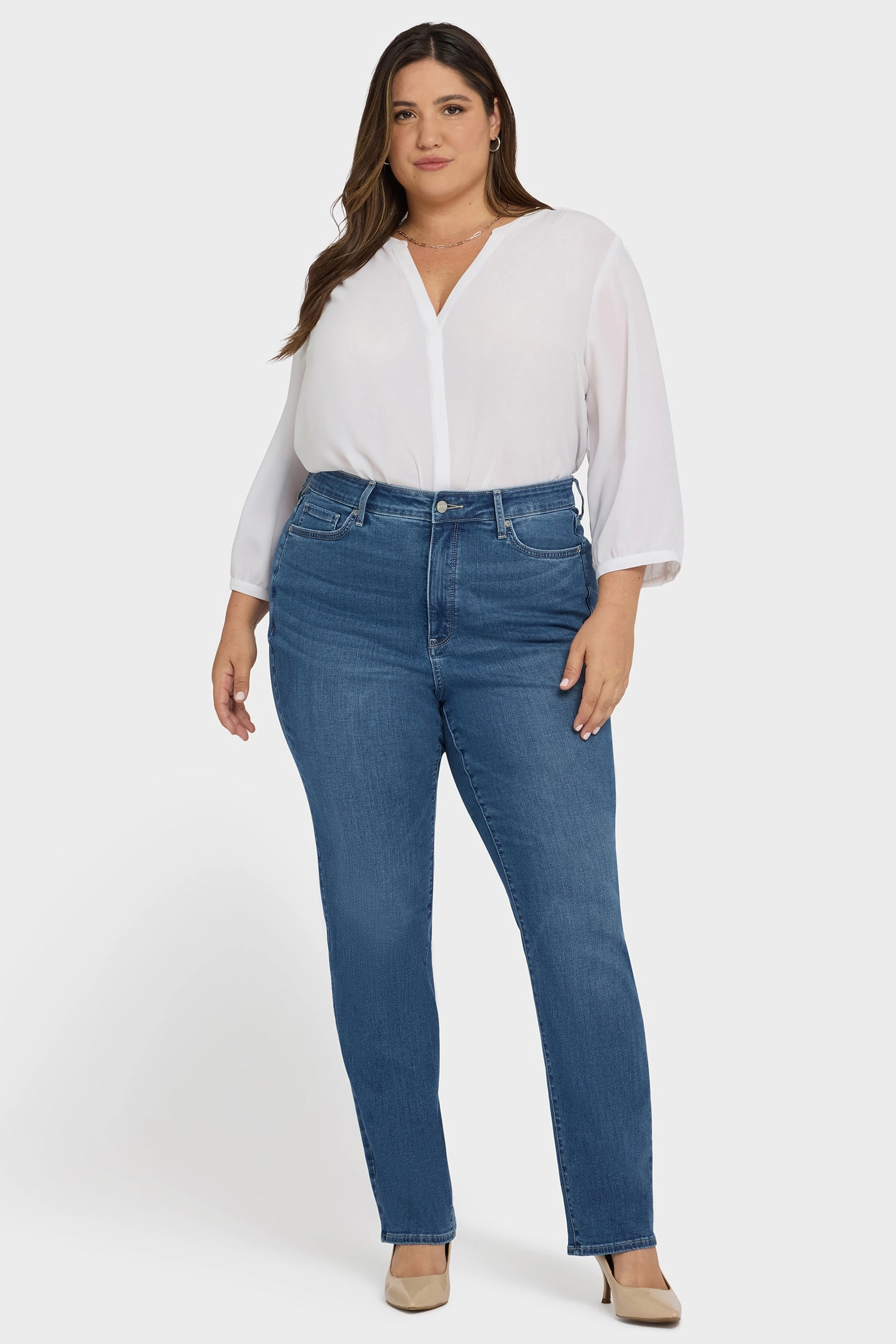 Flattering Style Stylish Sunny Vibes Marilyn Straight Jeans In Plus Size - Lake Notre-Dame