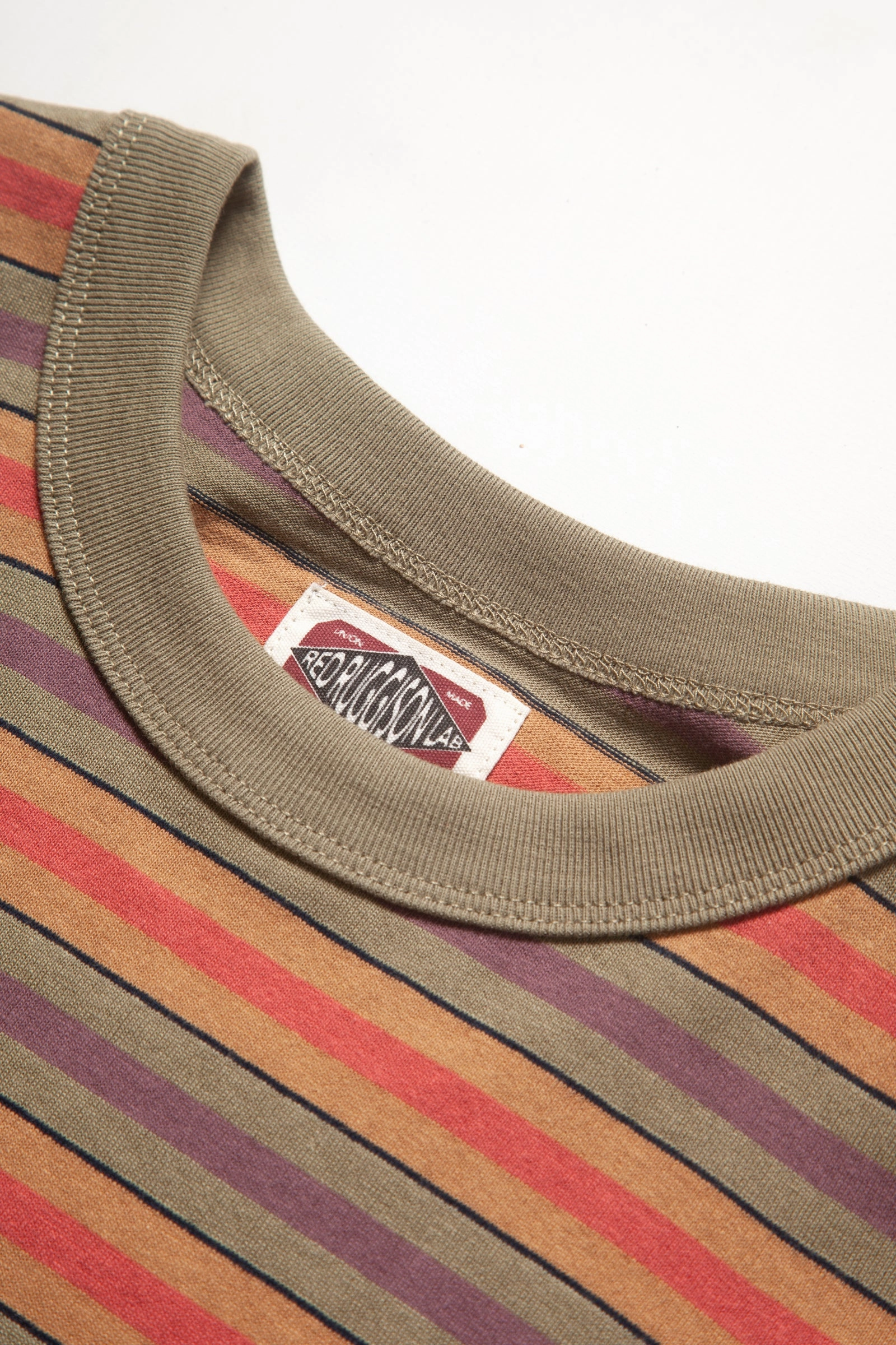 Red Ruggison - 90's Striped T-Shirt - Moss/Yellow Autumn Wear Comfy Look