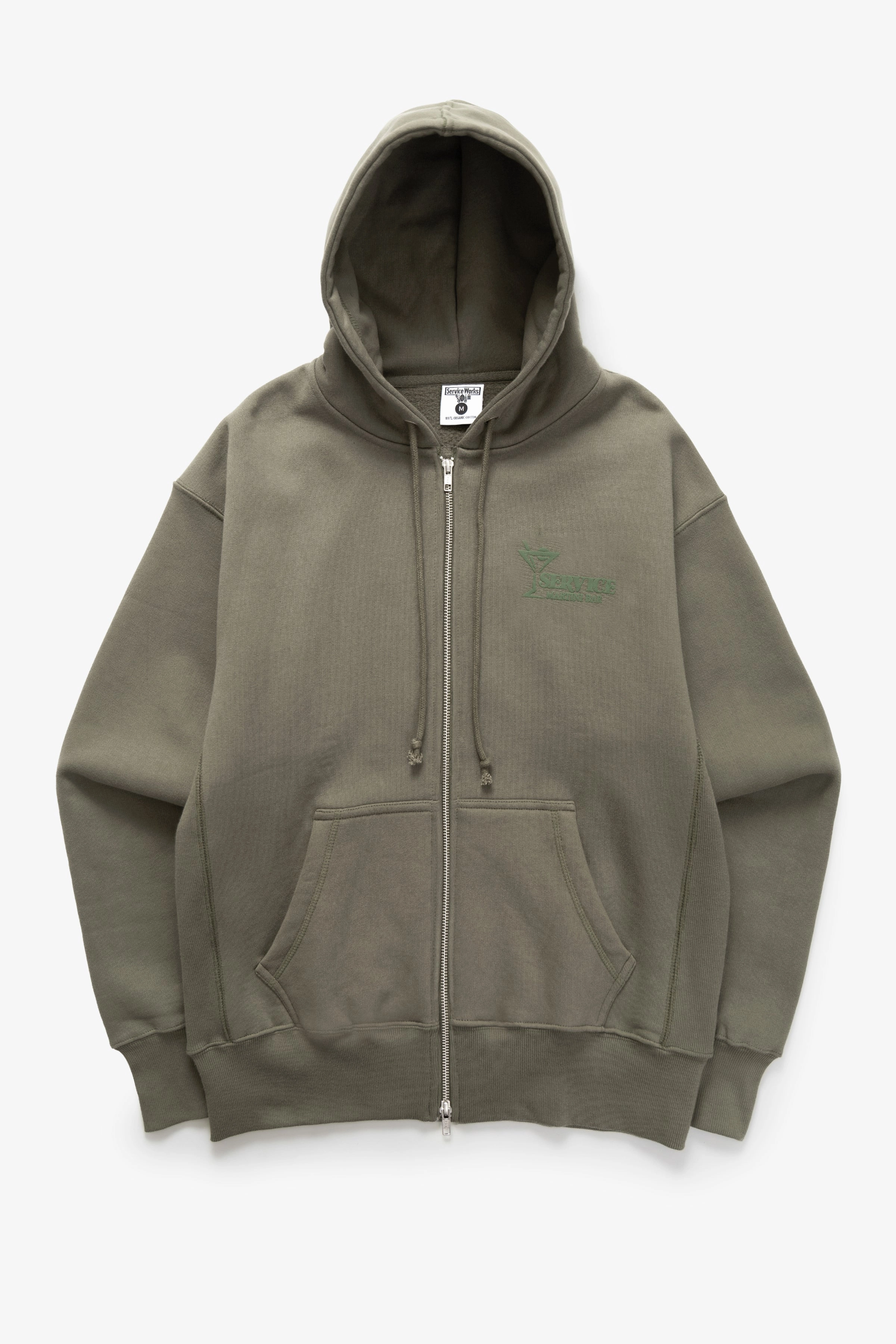 Street Style Cozy Knit Piece Service Works - Martini Zipper Hoodie - Olive