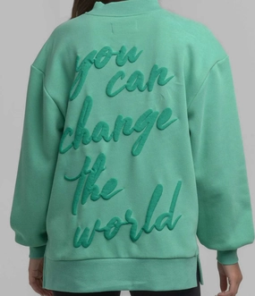 Southern Shirt Happy Thoughts Puff Print Sweatshirt - Aloe product package deal Versatile Piece