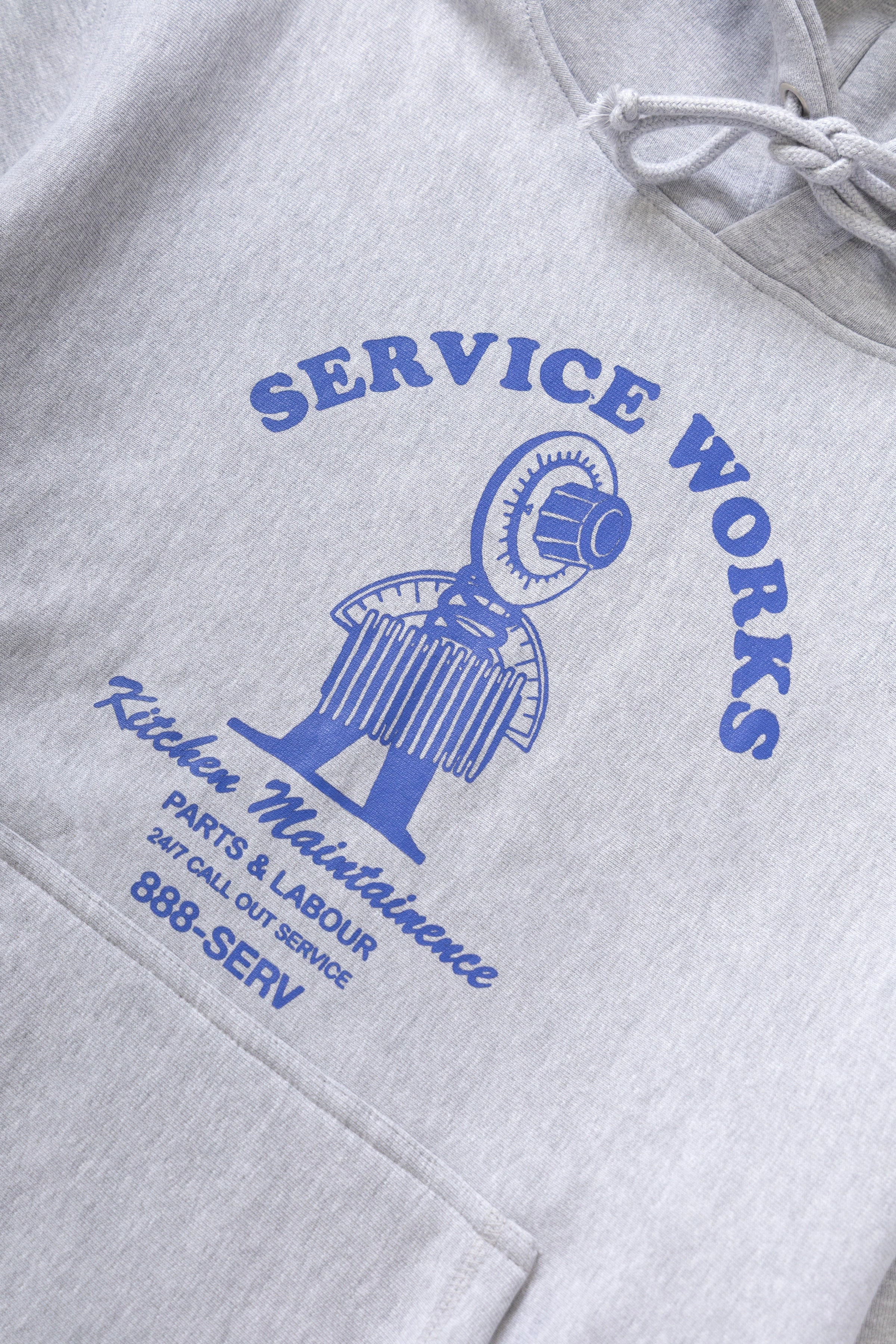 Service Works - Maintainence Hoodie - Heather Grey Warm Outfit Eco Friendly Dye Process