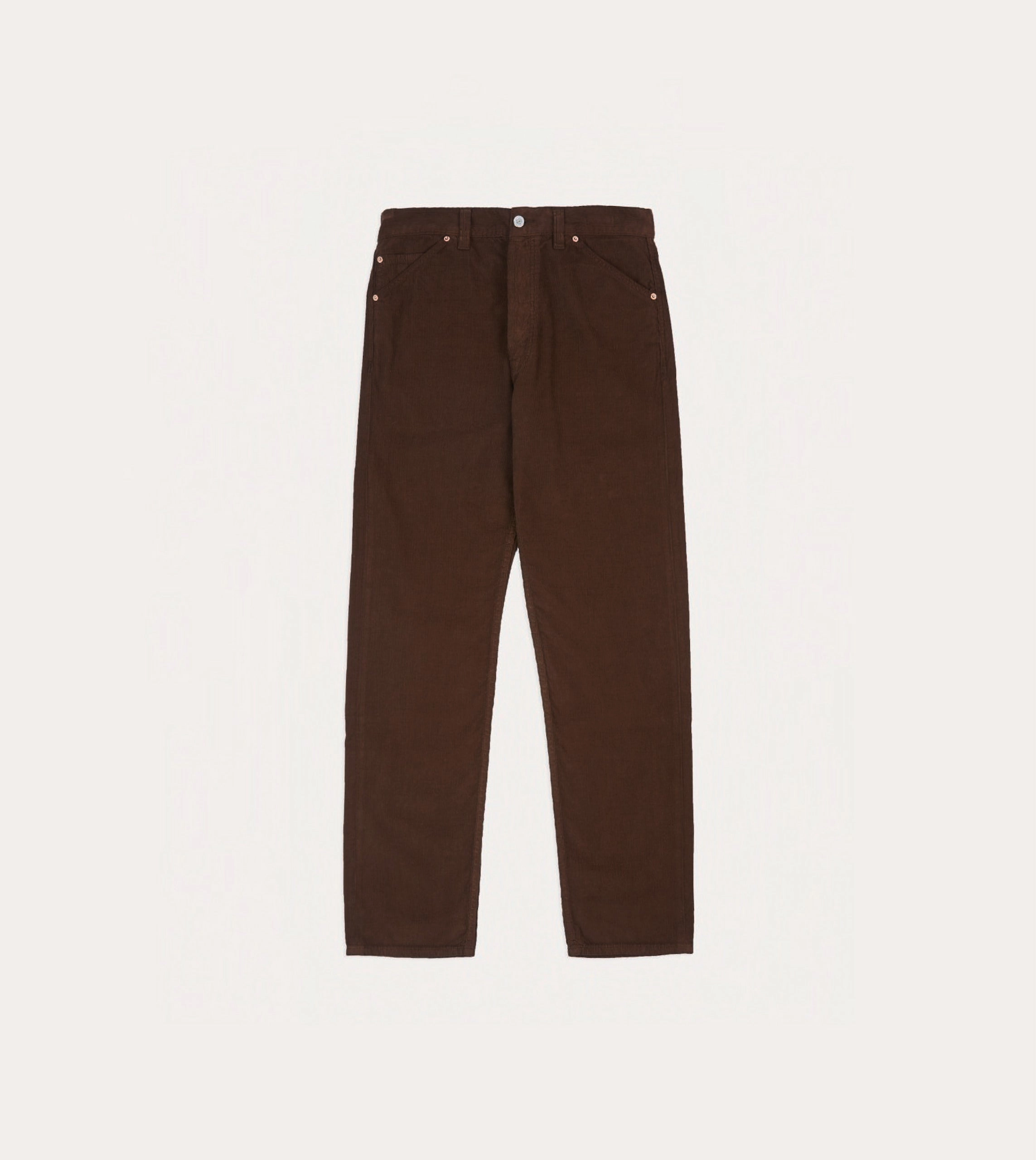 Brown Japanese Selvedge Needlecord Five-Pocket Trousers Stretch Movement Cozy and Relaxed