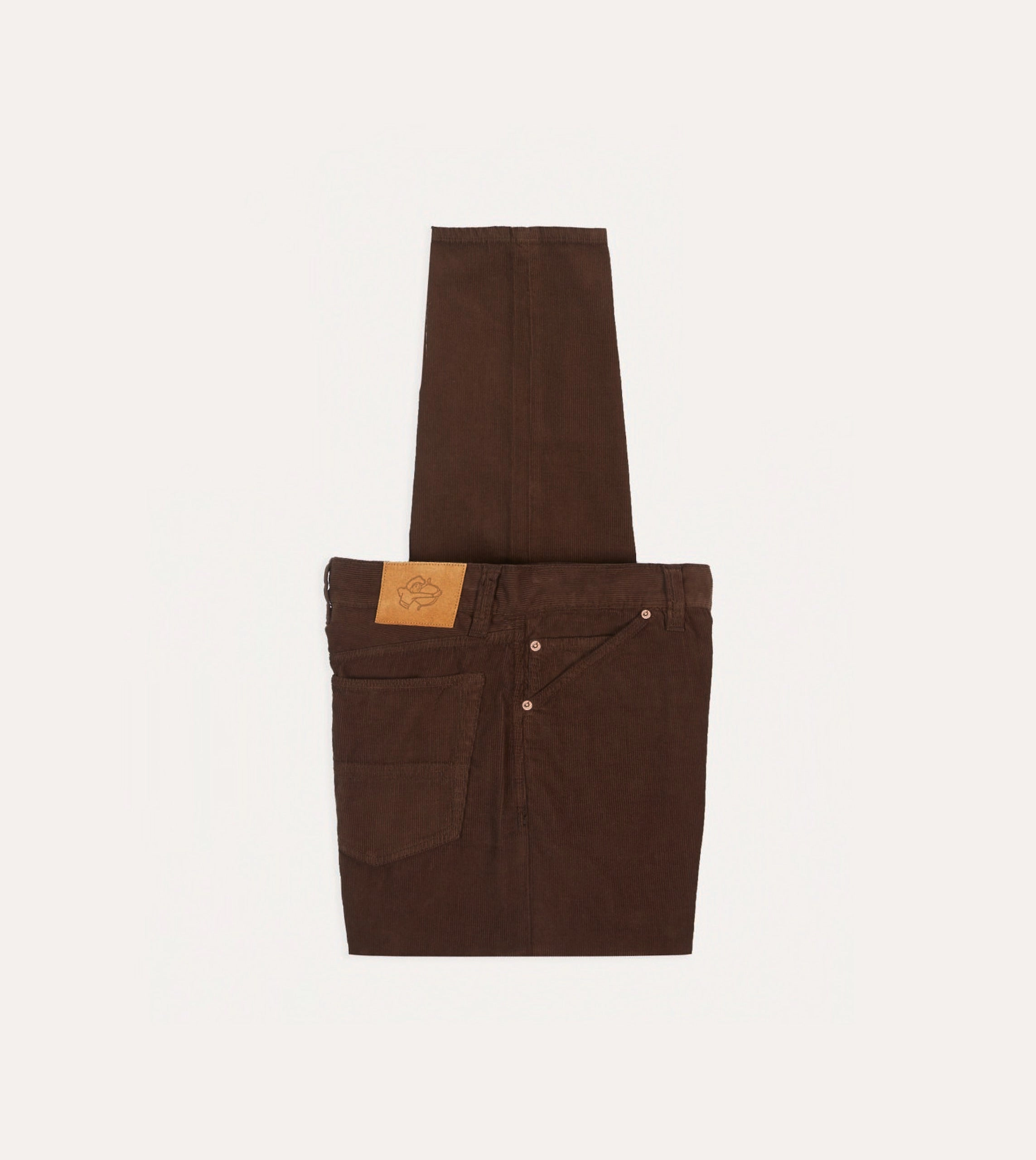 Brown Japanese Selvedge Needlecord Five-Pocket Trousers Tough Materials