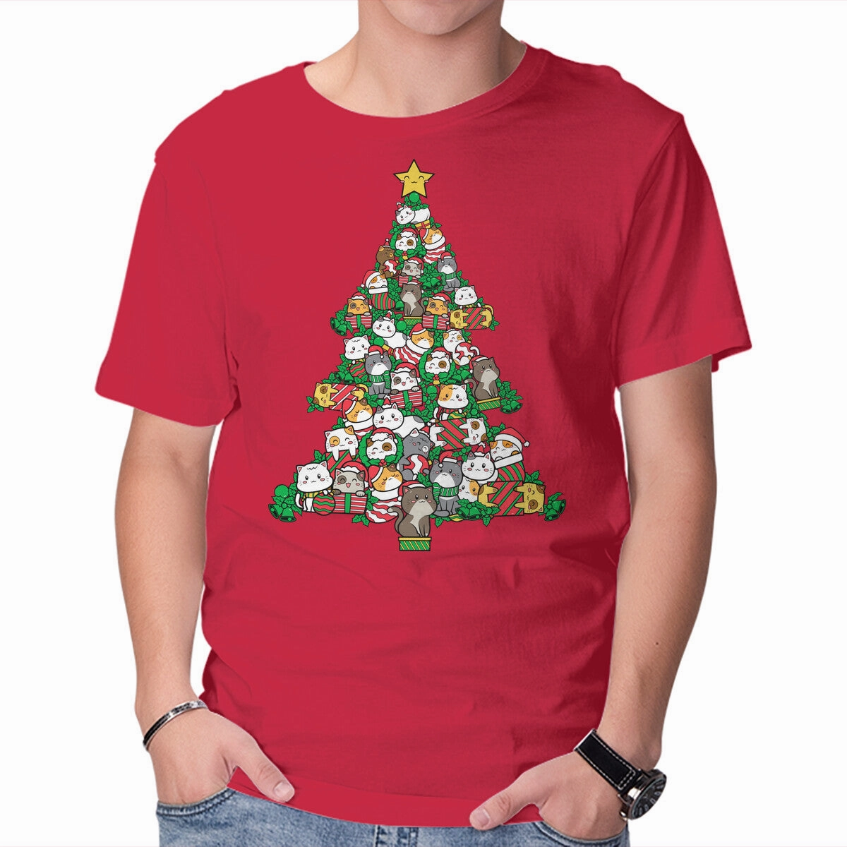 Cat Doodle Christmas Tree Durable Knitwear