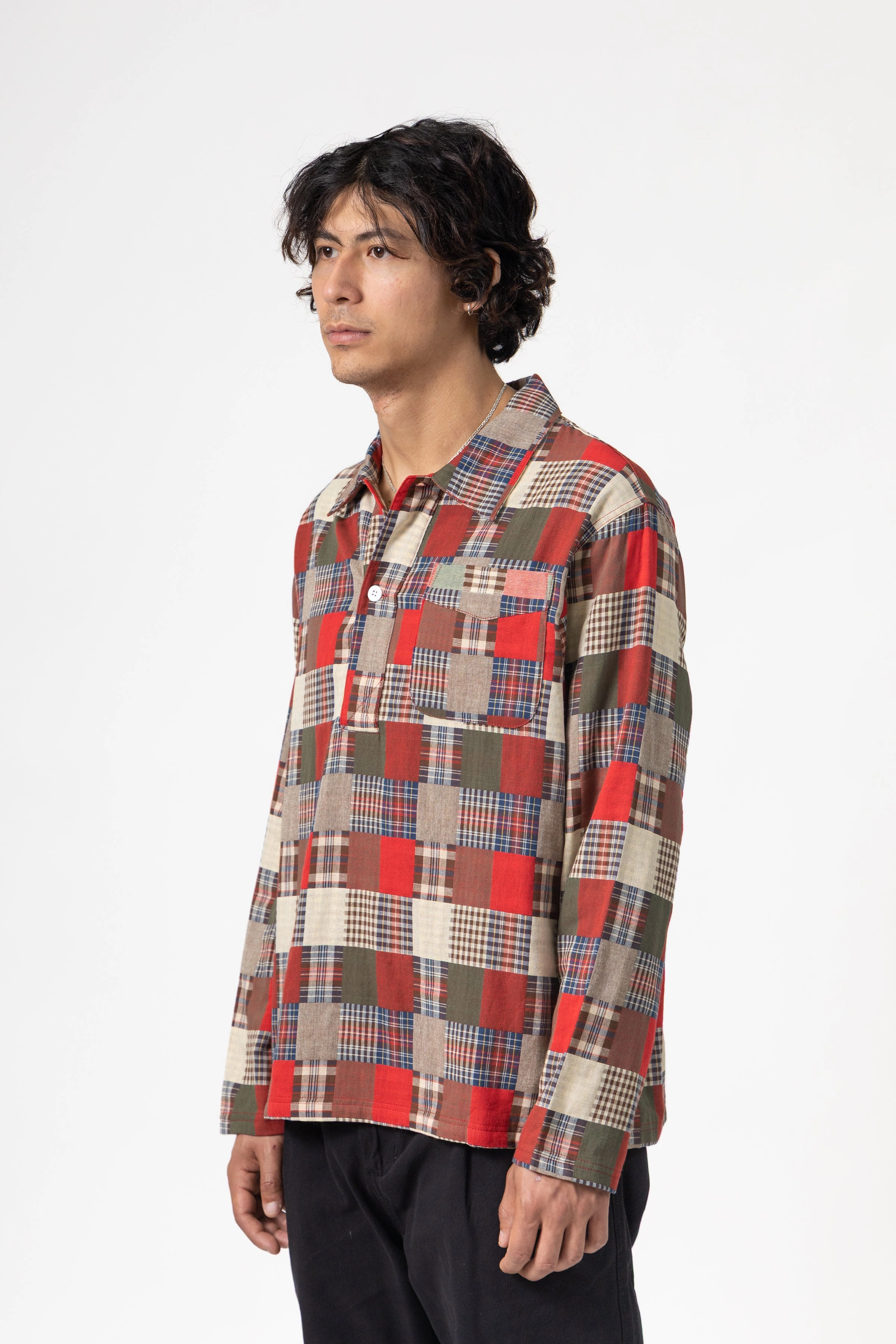 Travel-friendly Military Inspired Chafe Resistant Armhole Blacksmith - Striped Two Button Popover - Plaid