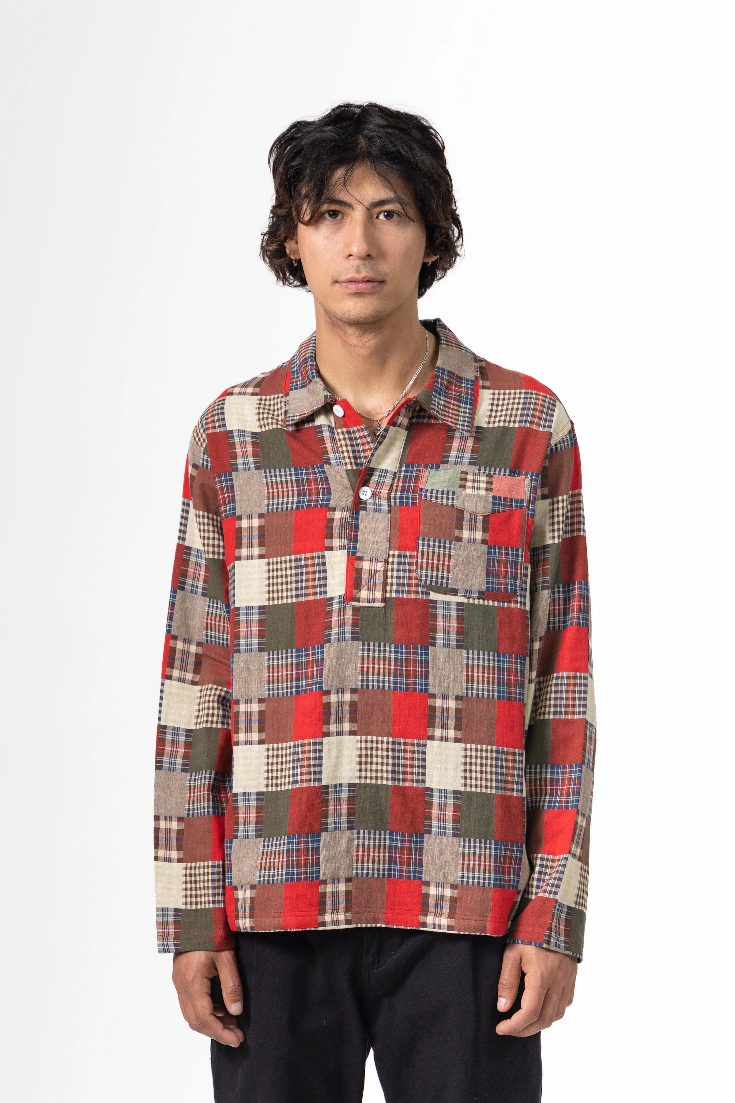 Spring Trend Breathable Style Chafe Resistant Armhole Blacksmith - Striped Two Button Popover - Plaid