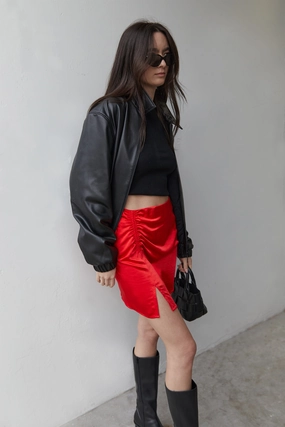 Comfort Mood High Elasticity Material MINI SATIN SKIRT