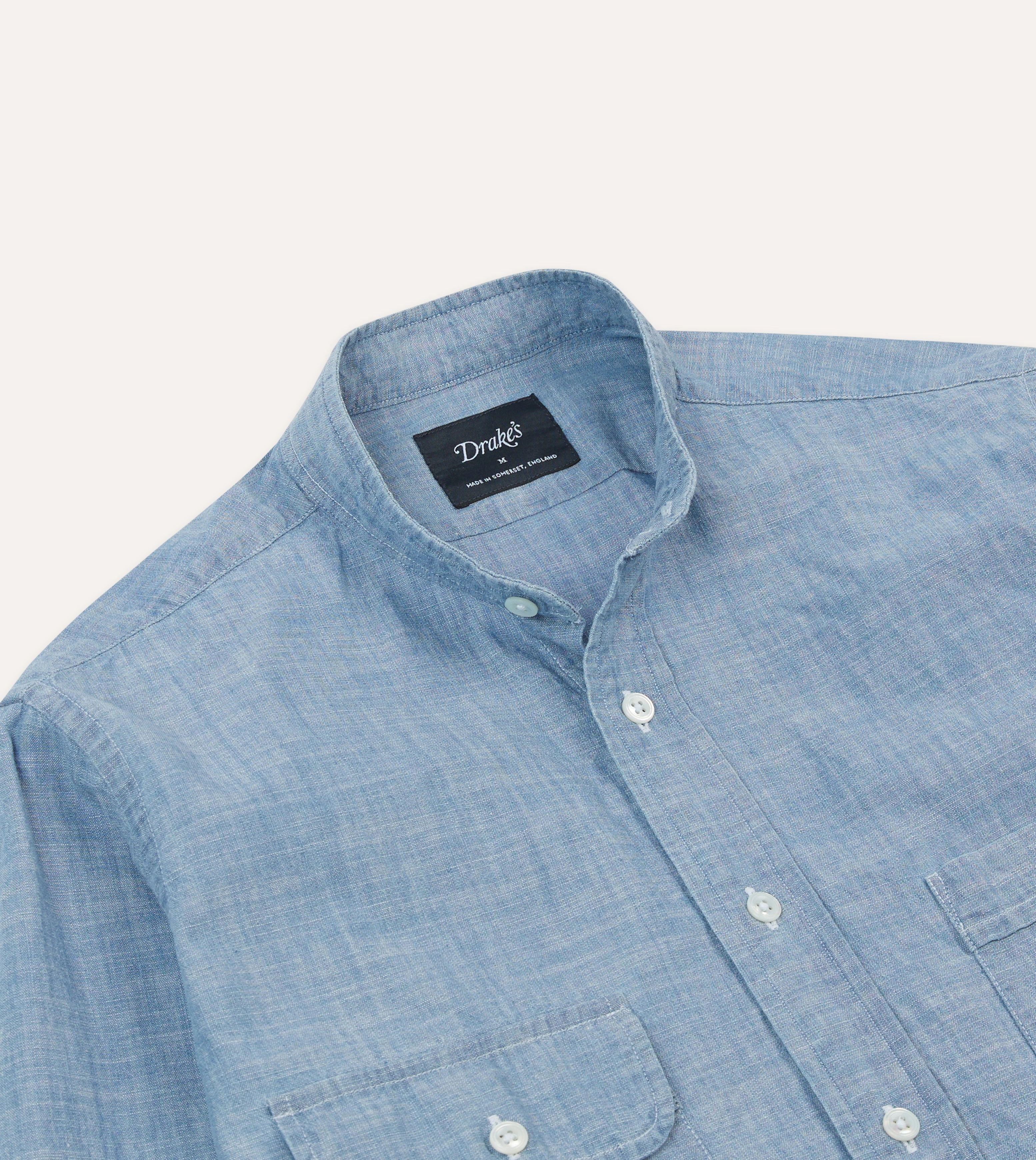 Trendy Comfort Anniversary Special Chambray Cotton Mandarin Collar Shirt
