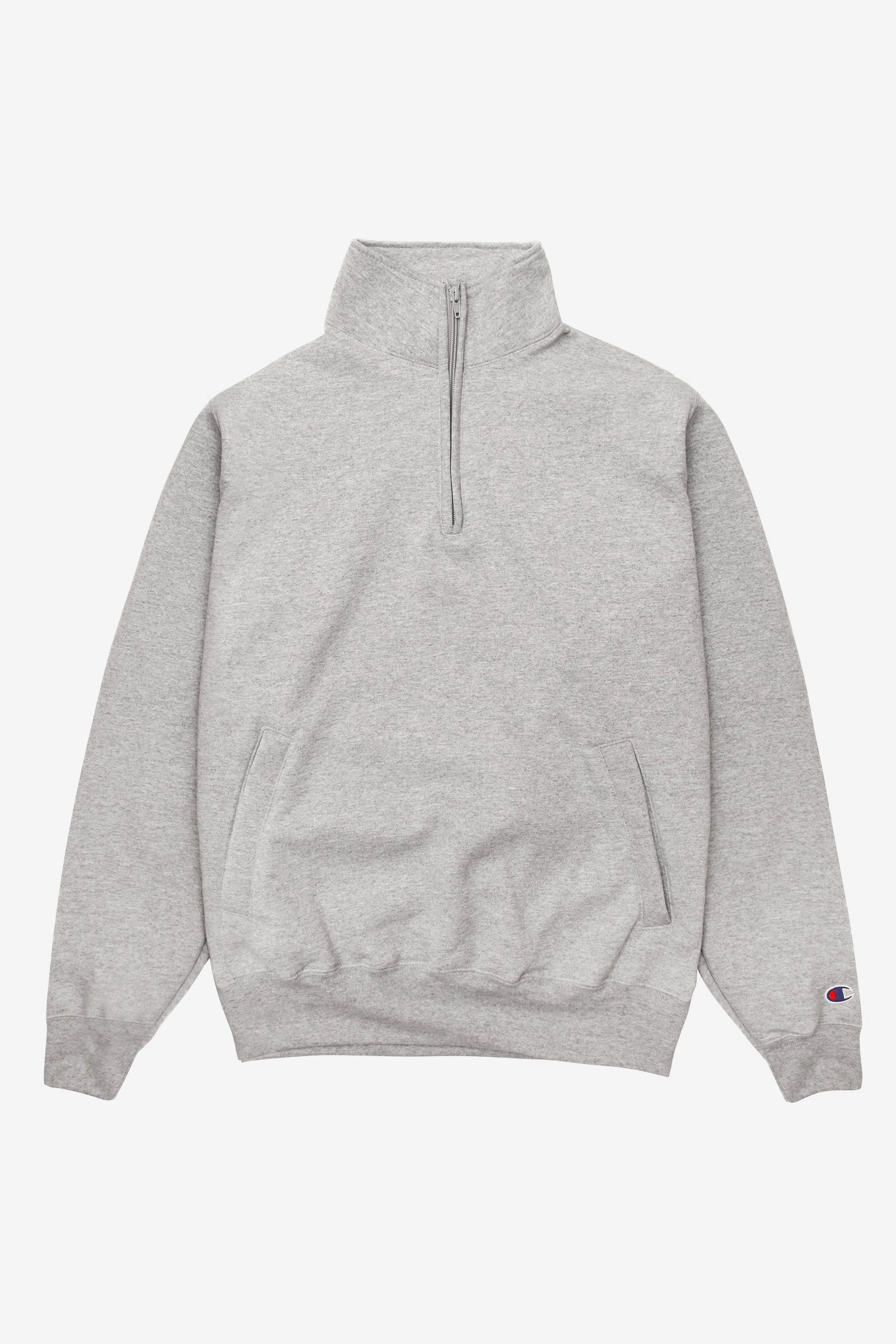 Champion - 9oz Quarter Zip - Grey Heather Relax Fit Design
