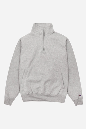 Champion - 9oz Quarter Zip - Grey Heather Relax Fit Design