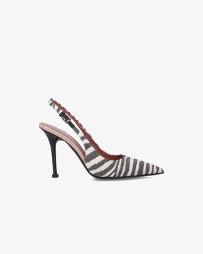 Chanel Canvas Zebra with Glossy Black Stiletto Heel M7030A Party Proof