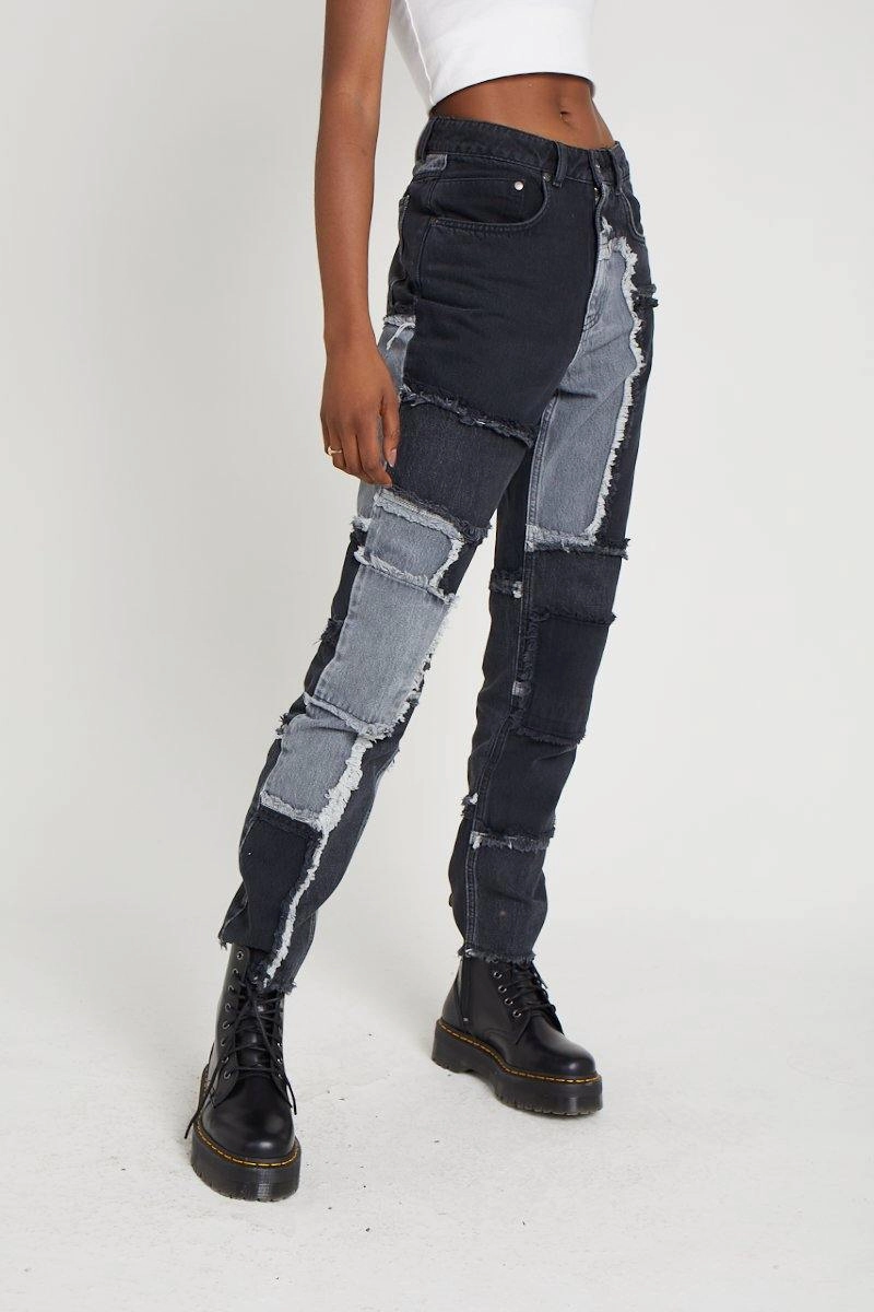 Sleek Option Classic Five Pocket Design Cheat Jeans - Charcoal