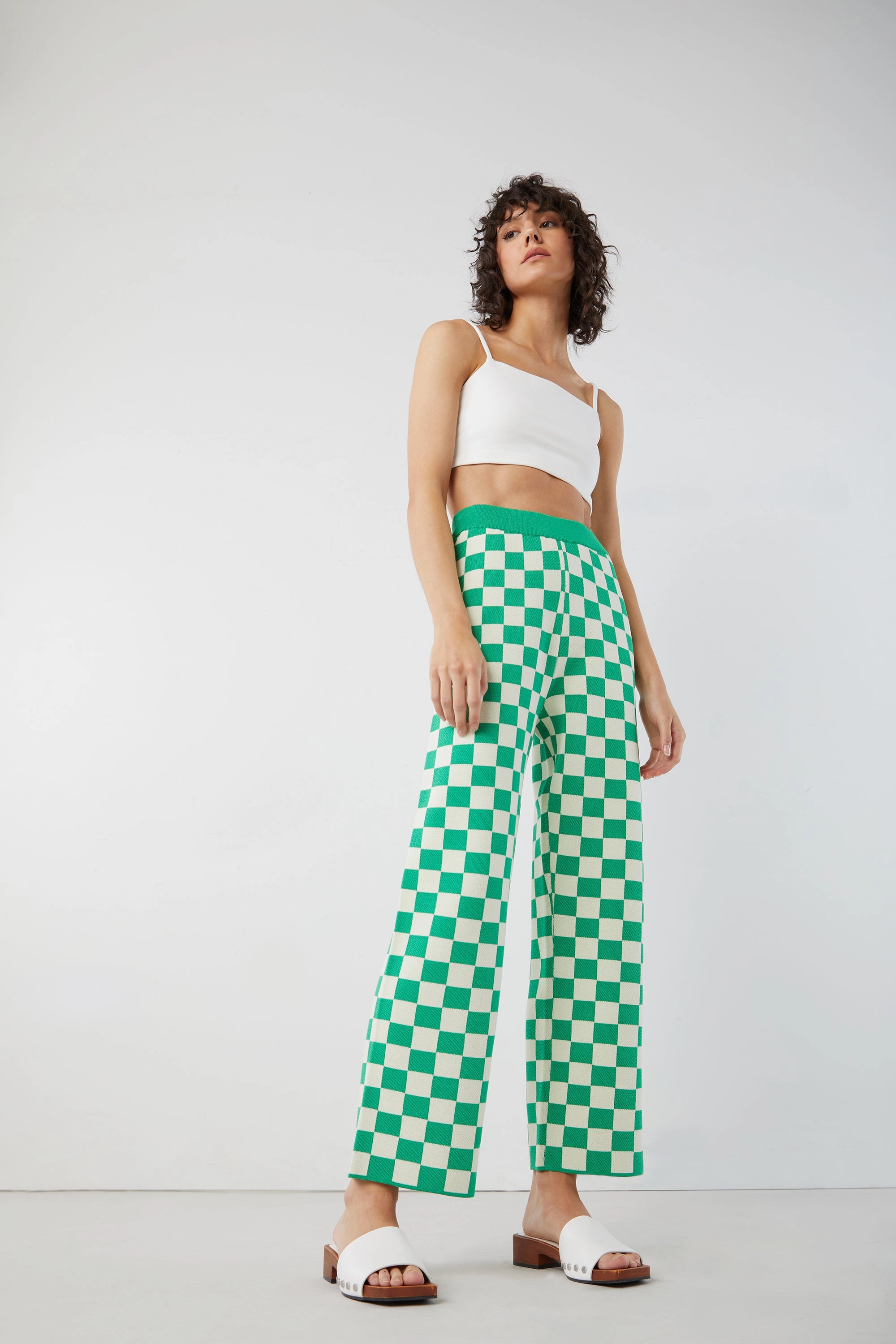 Lightweight Layer High Durability Stitching CHECKERED KNIT PANT