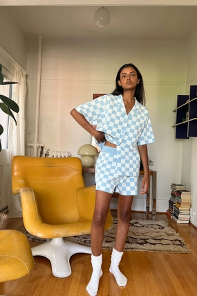 Weekend Comfort Festival wear CHECKERED KNIT SHORT