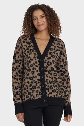 Chic Layering Cozy Flex Cheetah Cardigan - Black Combo