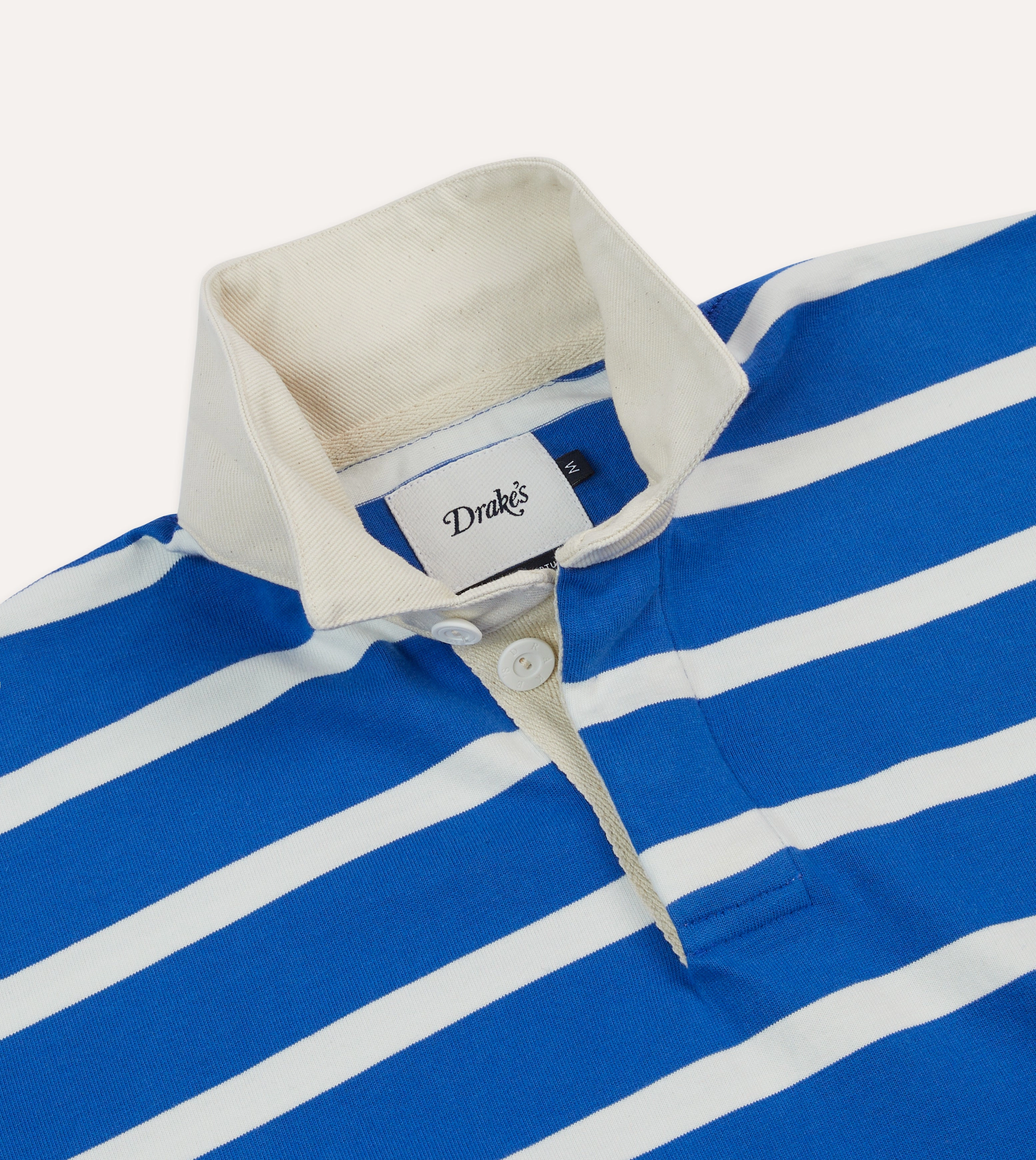 Wrinkle Resistant Tagless Design Blue and White Dual Stripe Cotton Rugby Shirt