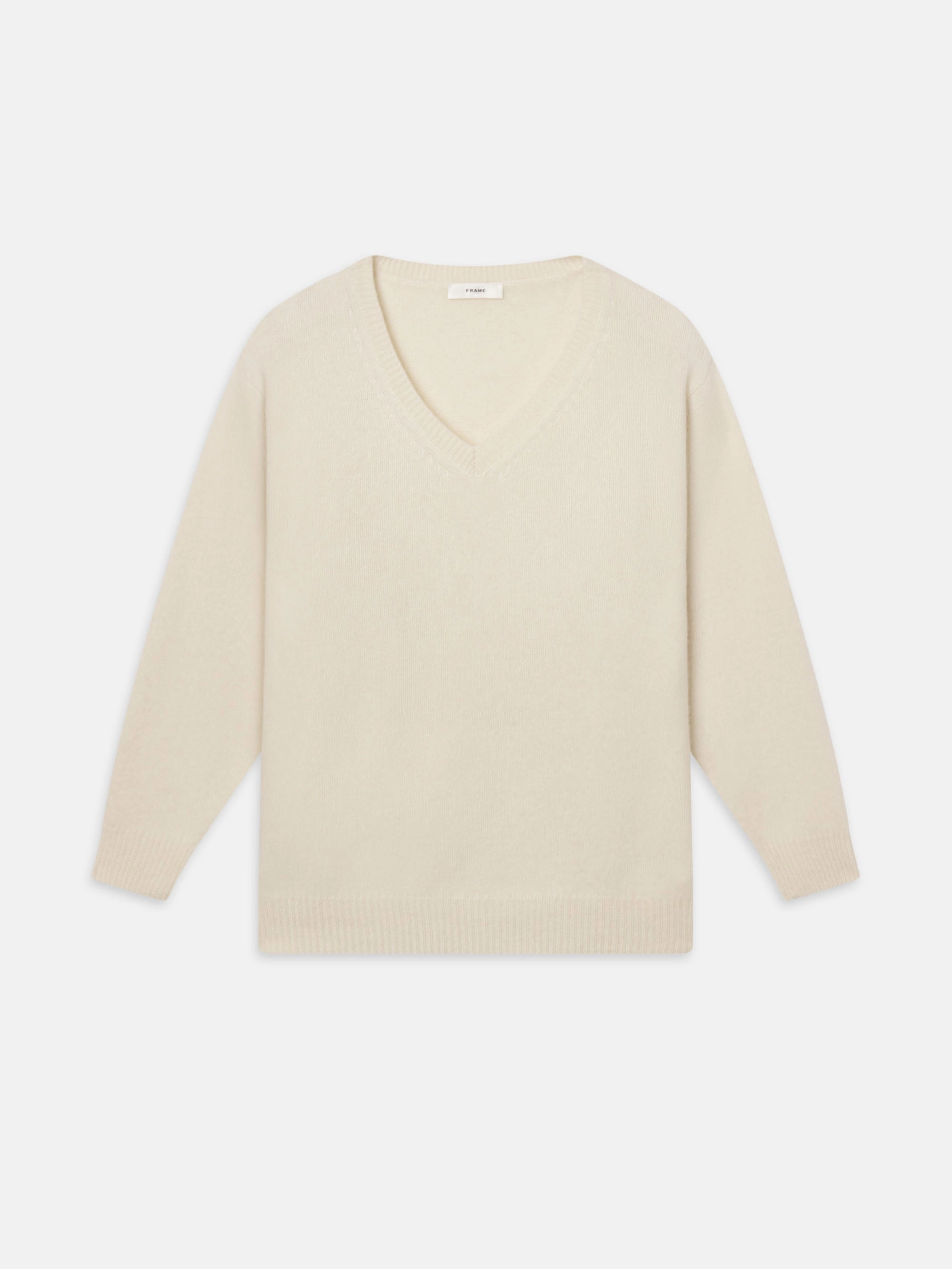 Stretch Knit Comfort Stretch Fit The Cashmere Brushed V Sweater -- Cream