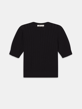 The Ladder Pointelle Sweater -- Black Sport Performance