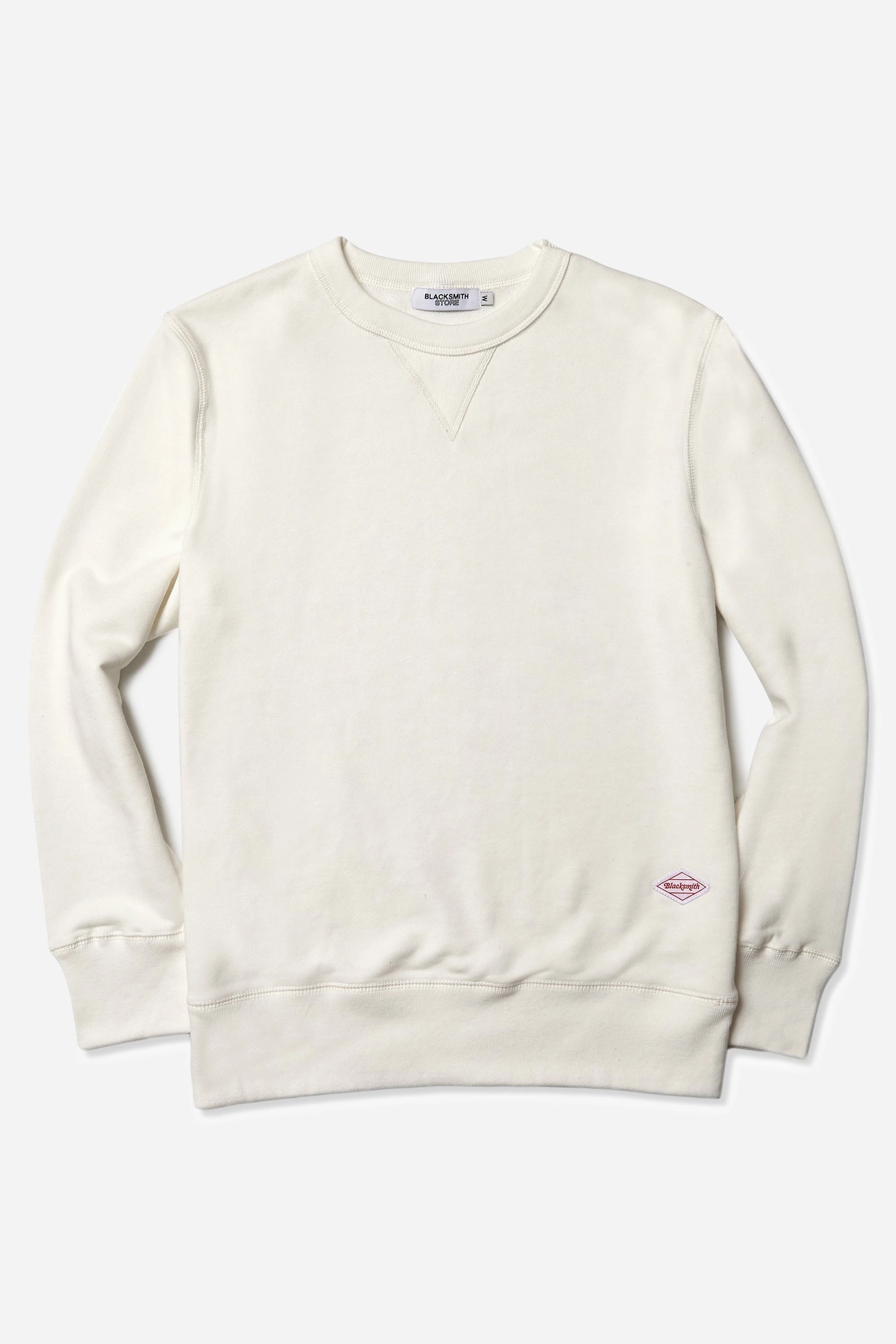 Modern Turtleneck Style Fashion Knit Layer Blacksmith - Loopback Everyday Crewneck - Ivory