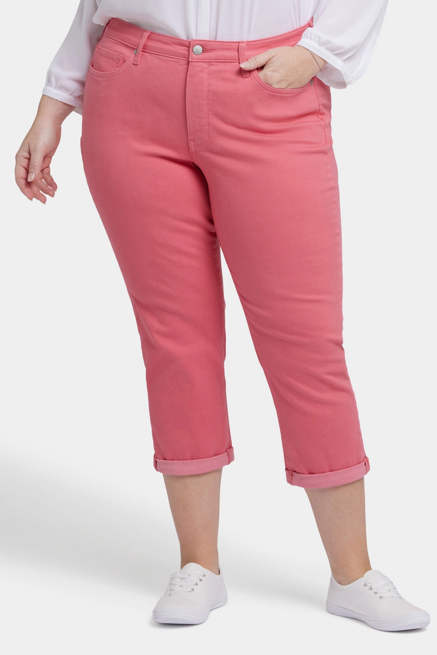 Stylish Sunny Vibes Chloe Skinny Capri Jeans In Plus Size - Spiced Coral