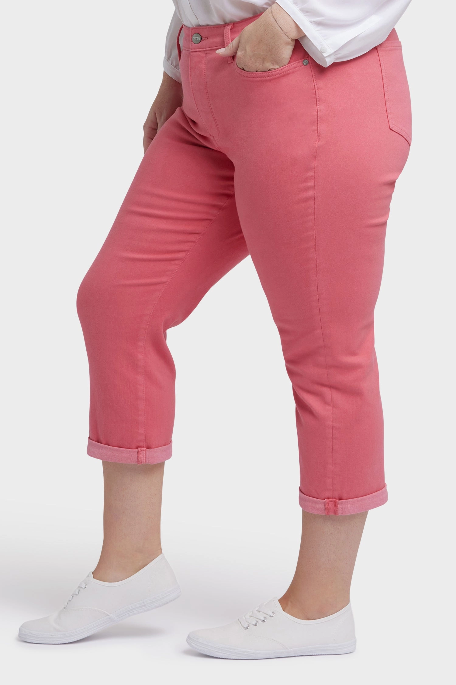 Chloe Skinny Capri Jeans In Plus Size - Spiced Coral Anytime Wear